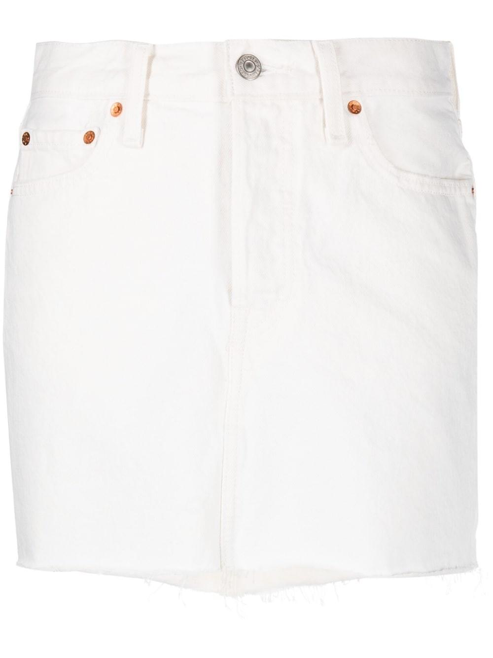 Levi's Denim Skirt With Unfinished Hem in White | Lyst