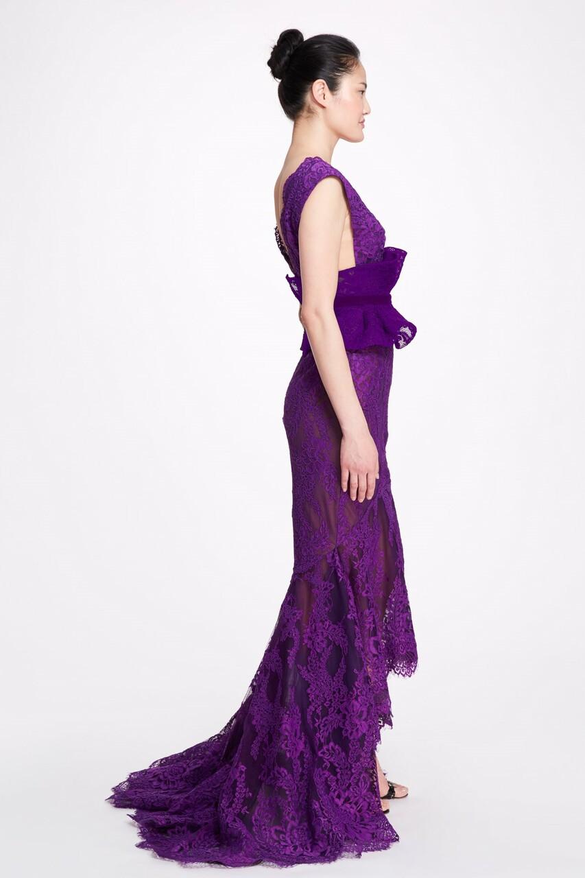 Marchesa Fitted High low Gown in Purple Lyst