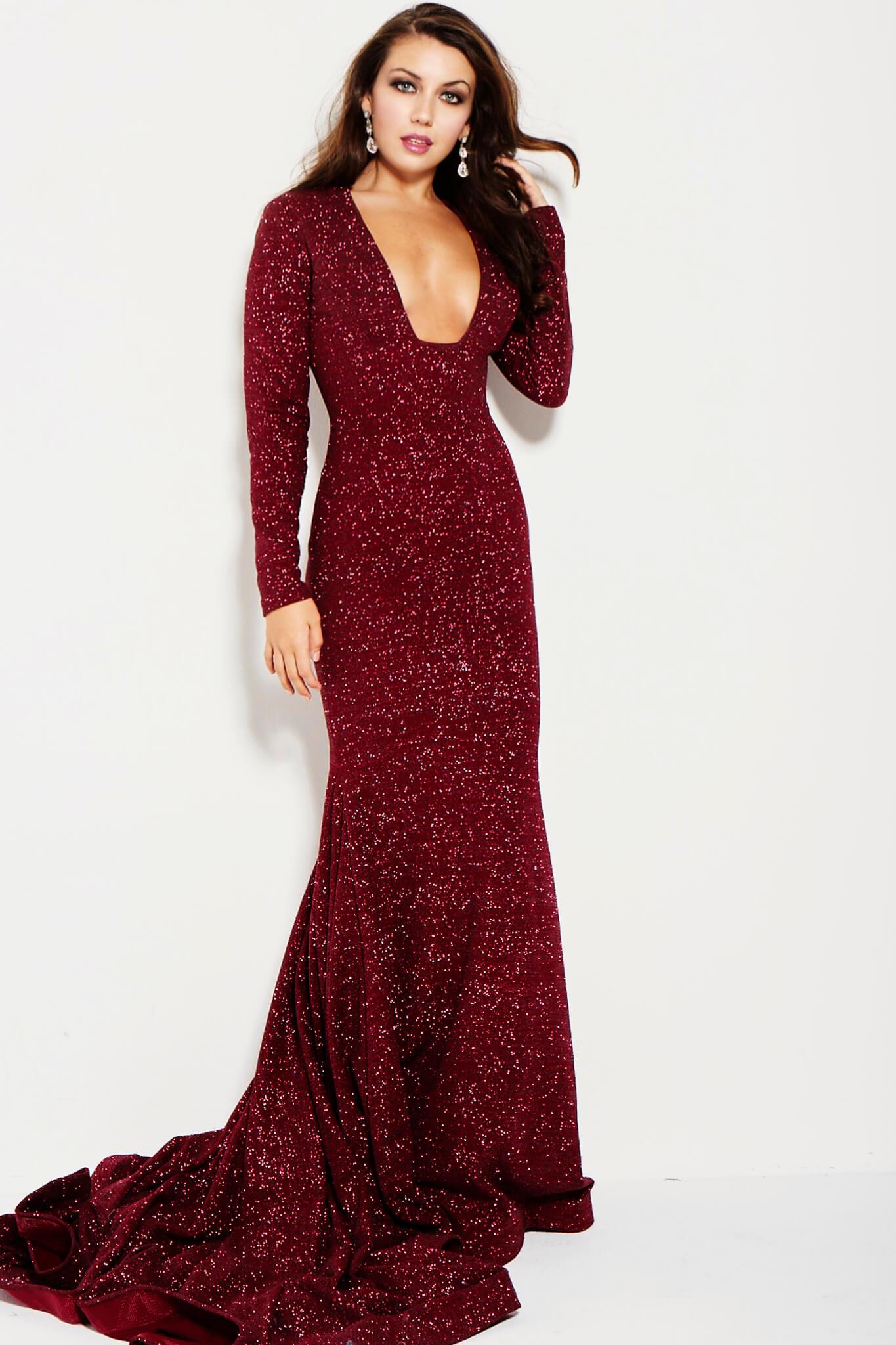 red shimmer gown
