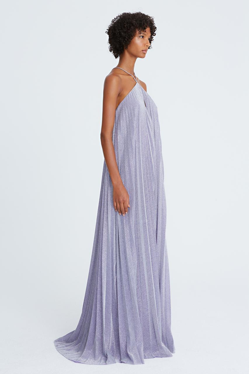 Halston Em Shimmer Jersey Pleated Gown in Purple Lyst