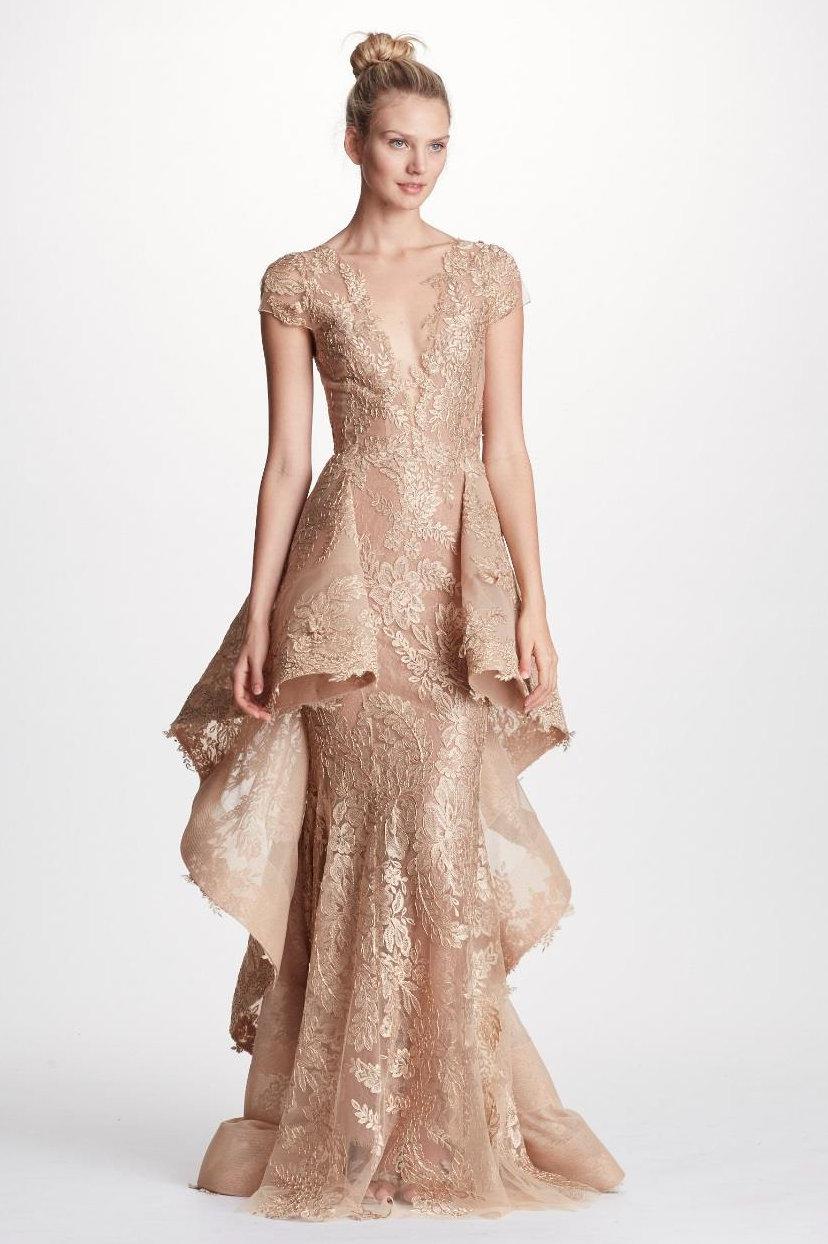 metallic gold evening gown