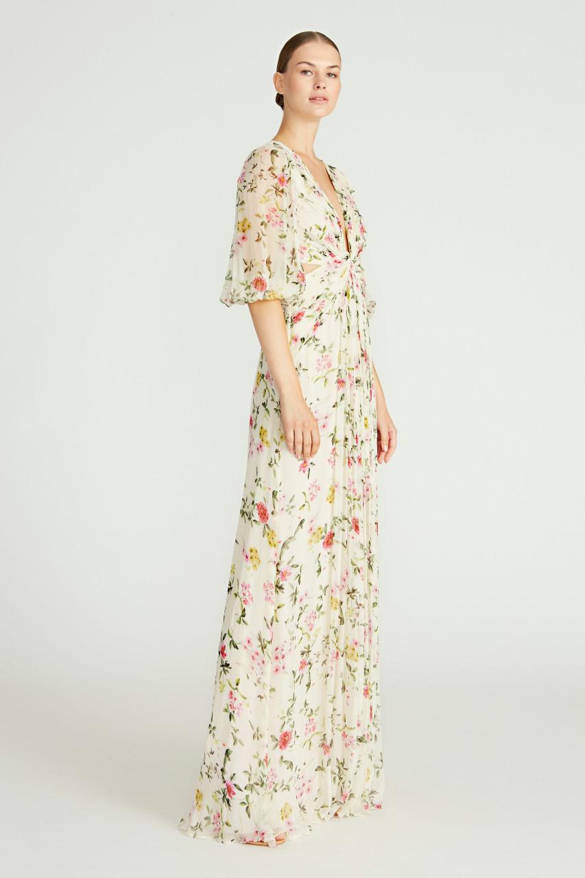 ML Monique Lhuillier Floral Gown With 
