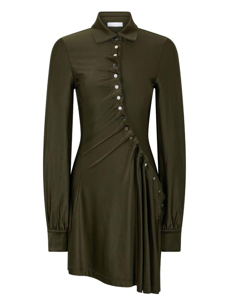 rabanne khaki draped jersey midi dress Rabanne Khaki Draped Jersey Midi Dress Paco Rabanne