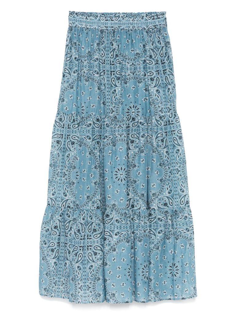 Mc2 Saint Barth 'Cheyenne' Cotton Long Skirt in Blue | Lyst