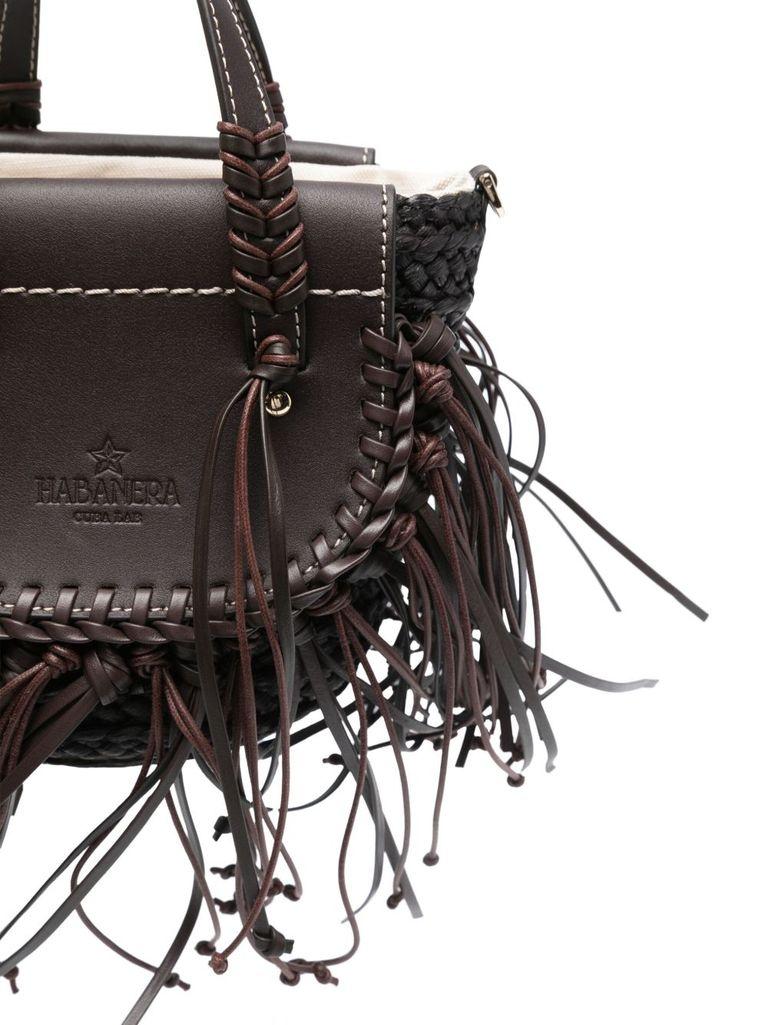 CUBA LAB 'Habanera Fringes Ebony' Coffee Tote Bag in Black