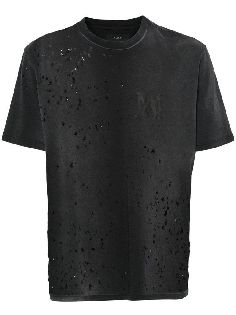 Tシャツ・カットソー AMIRI FW24 Embroidered cotton shirt (AMTAOS1002 BLACK) amiri-black-T-shirt-effetto-