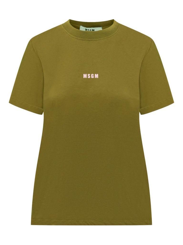 新品 MSGM SHORT-SLEEVED ROUND NECK Tシャツ Cotton T-Shirt with two-tone stripes and quotes - MSGM Official