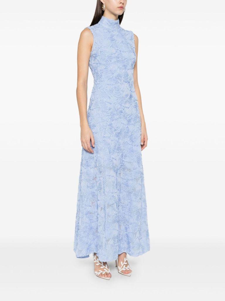ROTATE BIRGER CHRISTENSEN Flared Long Dress With Flowers in Blue | Lyst