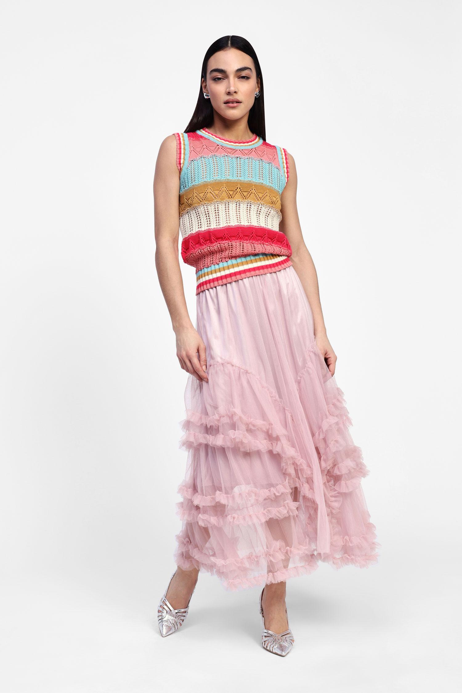 Gonna Lunga A Balze Di Tulle di Dixie in Rosa Lyst