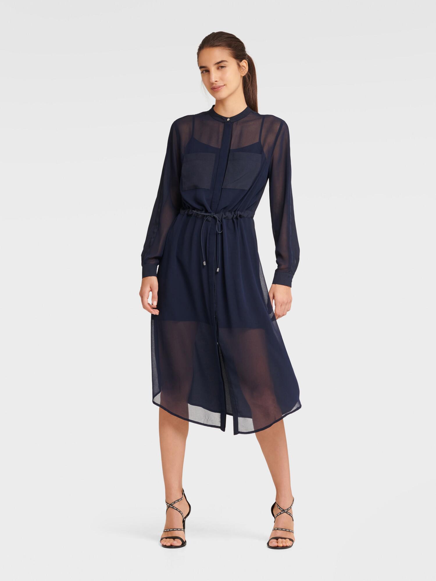 DKNY Long Sleeve Midi Dress With 