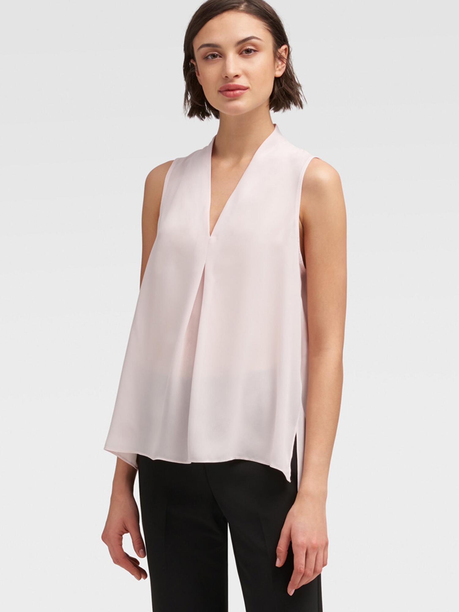 DKNY Synthetic Pleated-front Tank Top in Light Pink (Pink) - Lyst