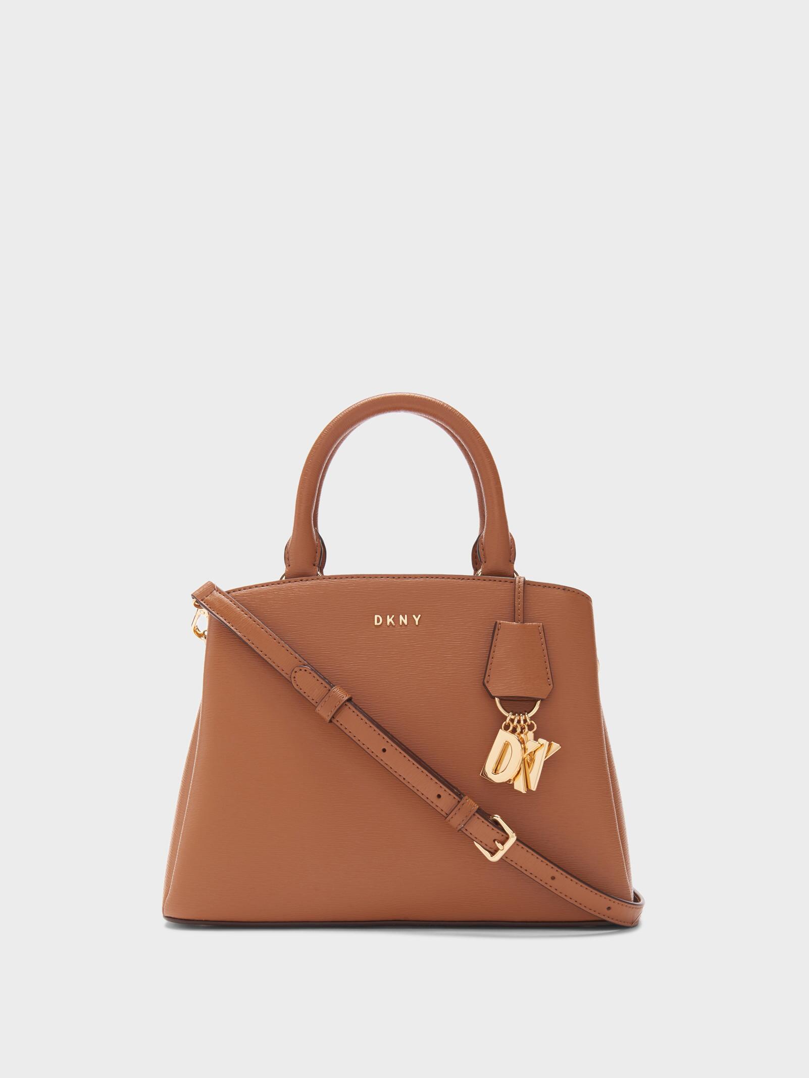 DKNY Paige Leather Medium Satchel in Brown Lyst