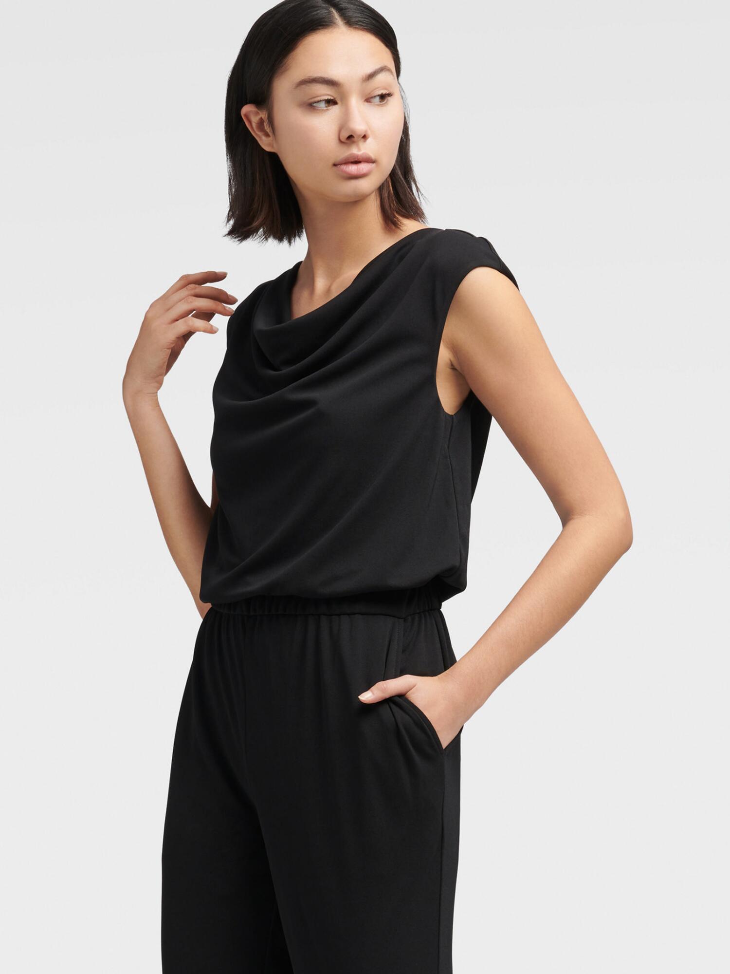 DKNY Cap Sleeve Jumpsuit in Black - Lyst