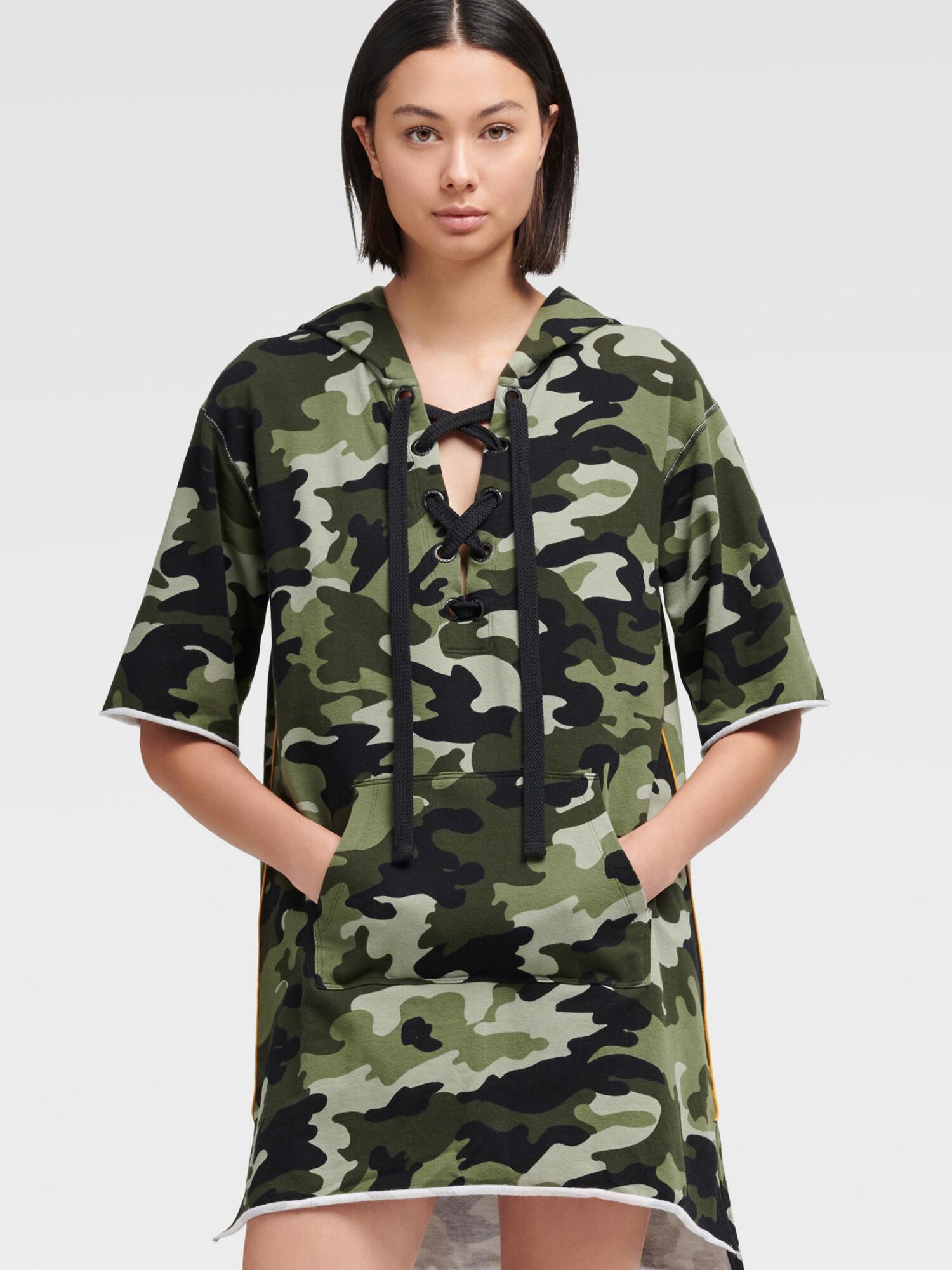 green lace up hoodie