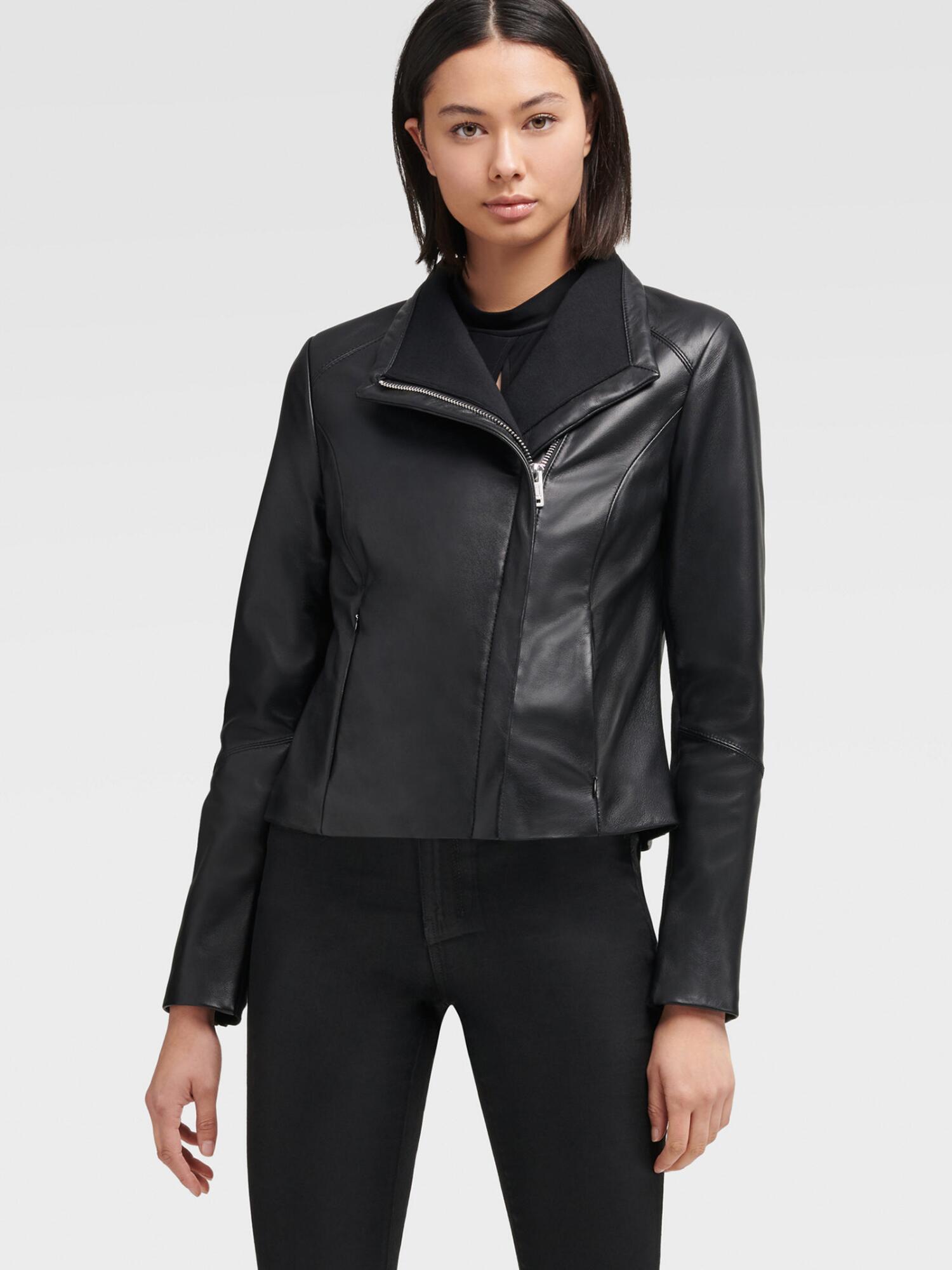 DKNY Leather Jacket in Black - Lyst