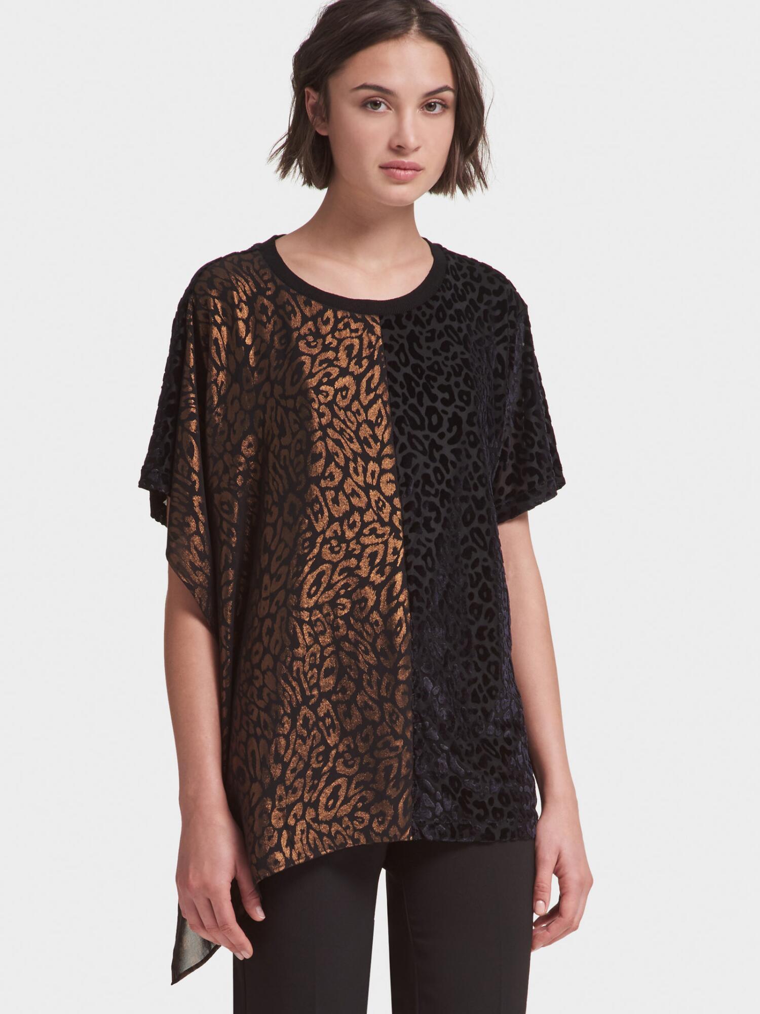 DKNY Synthetic Leopard-print Asymmetrical Top in Black - Save 29% - Lyst