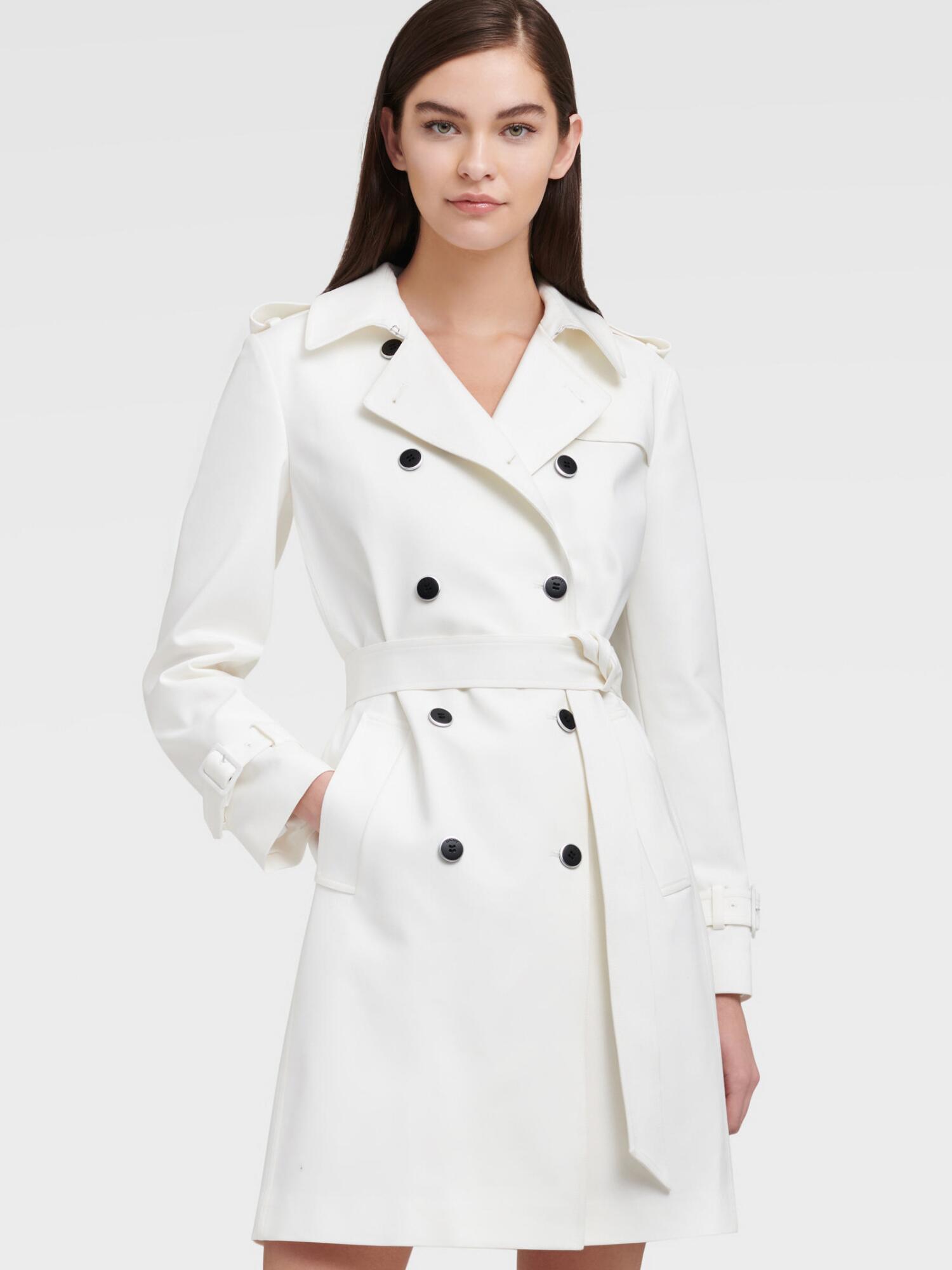 DKNY Belted Trench Coat in Ivory (White) - Save 43% - Lyst