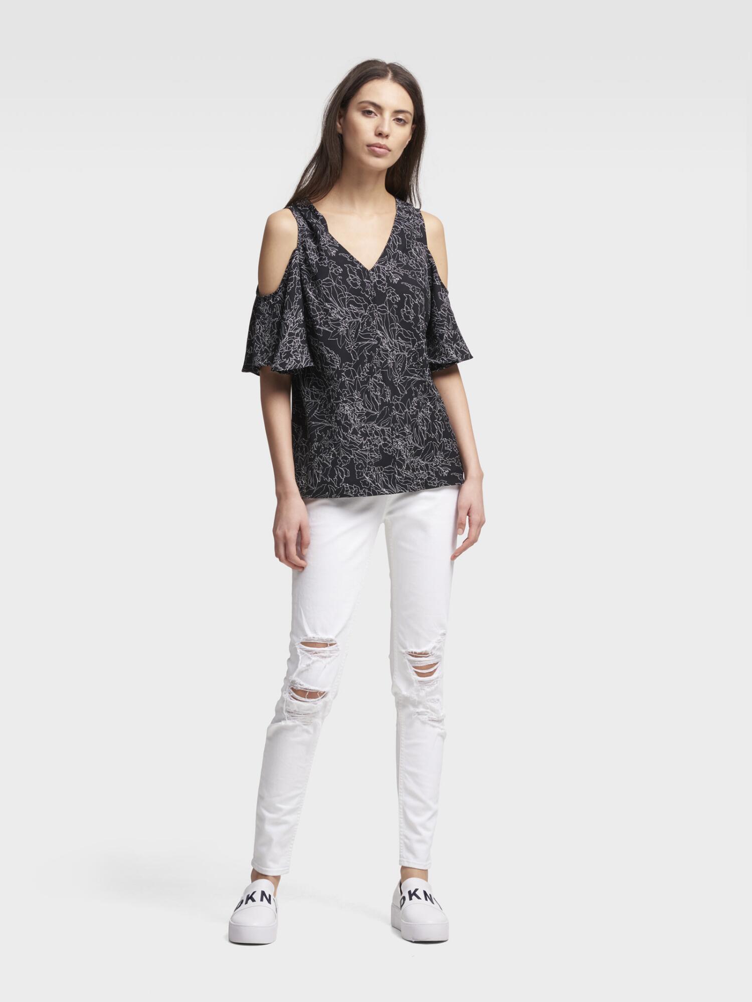 dkny cold shoulder top