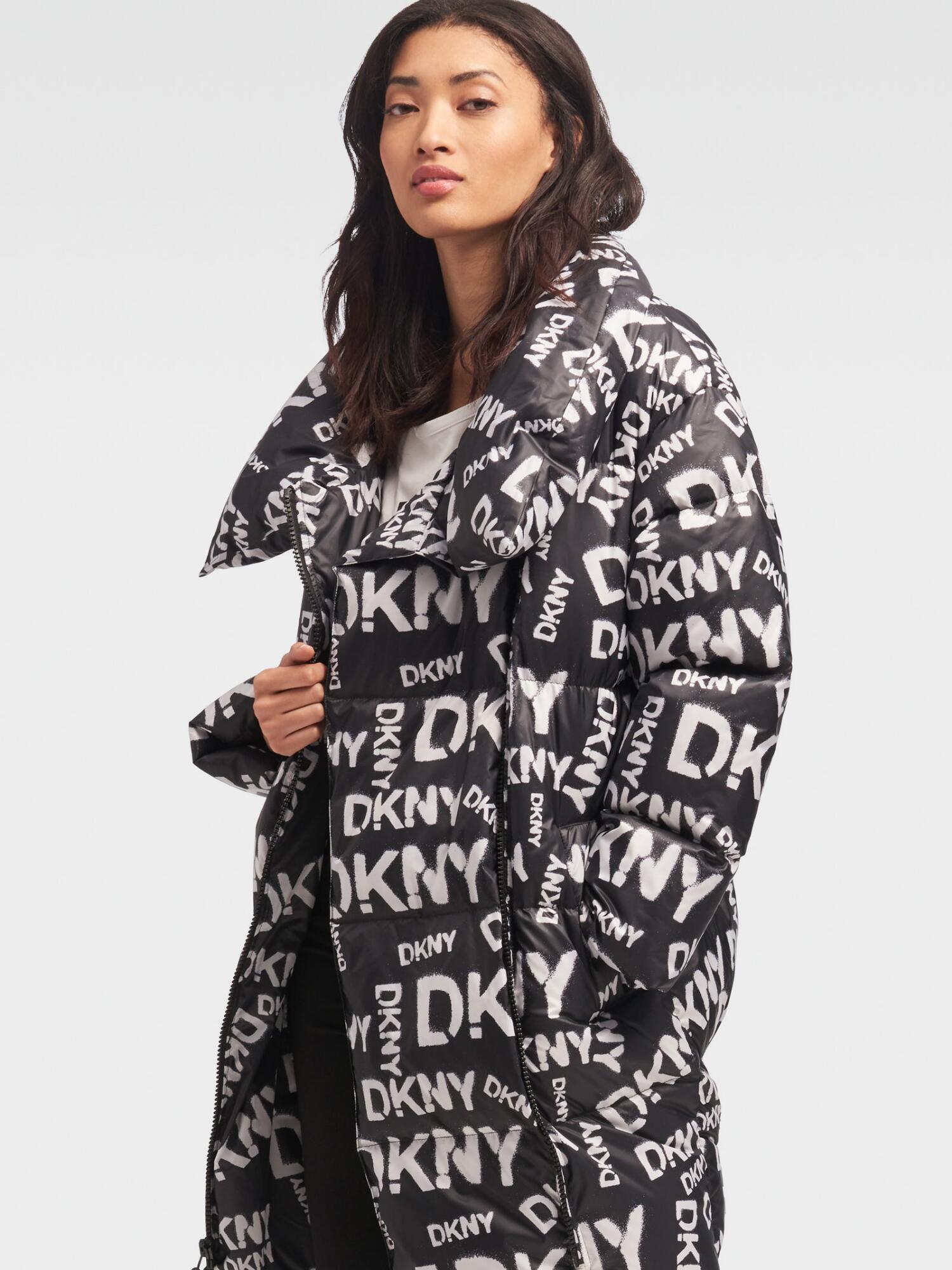 dkny logo puffer coat