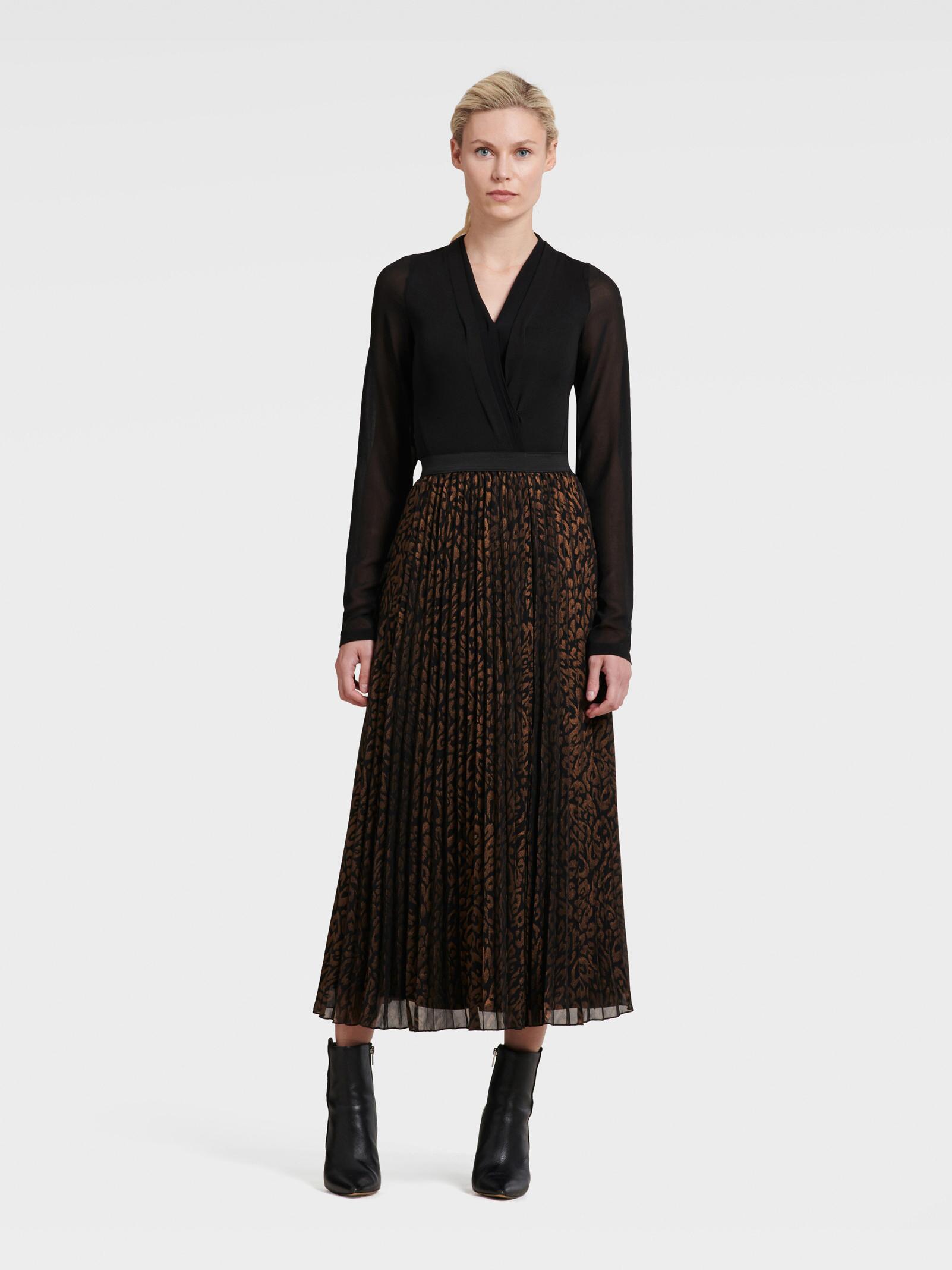 leopard print pleated maxi skirt