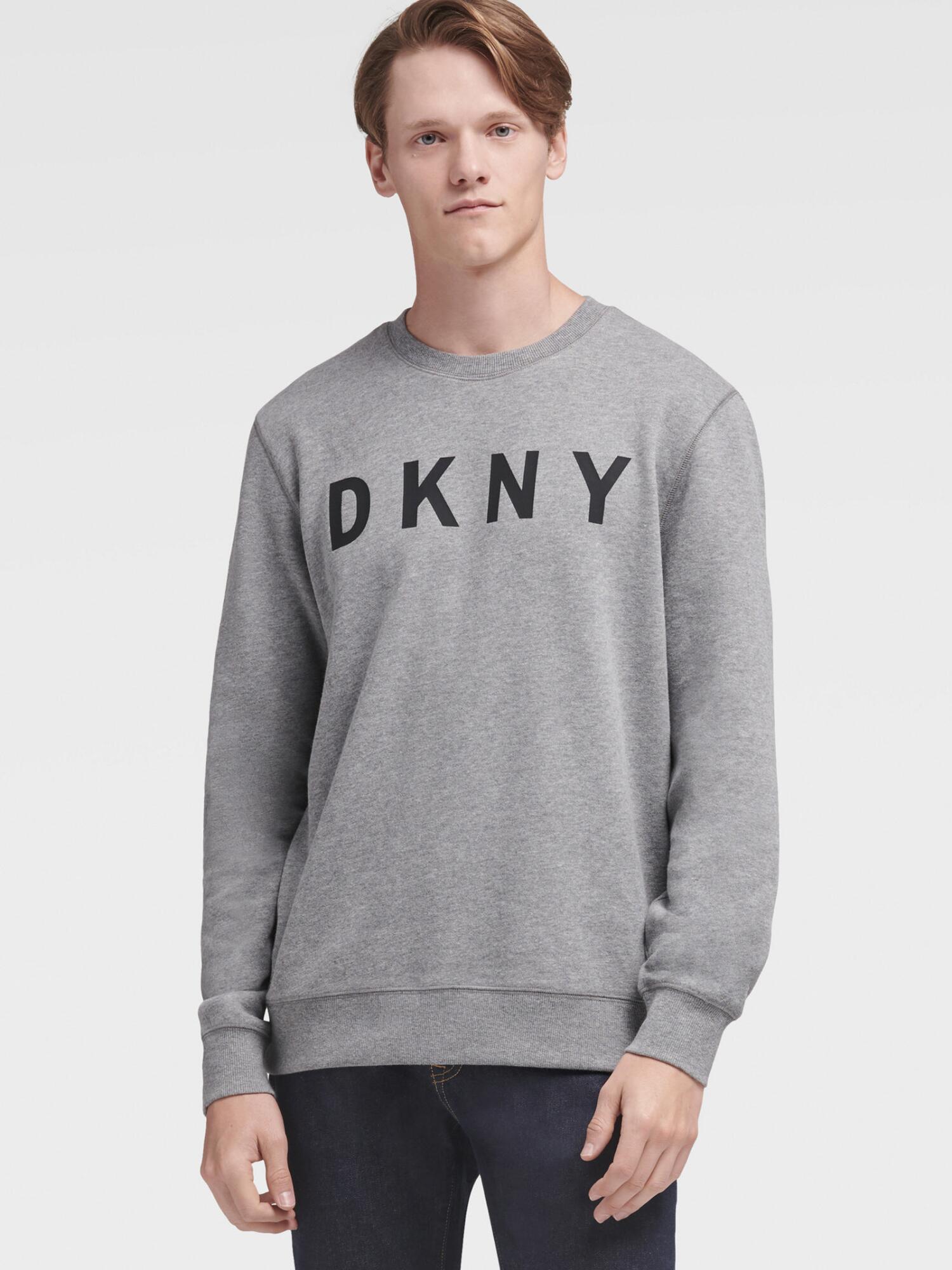 DKNY Logo Fleece Pullover in Heather Grey (Gray) for Men - Lyst