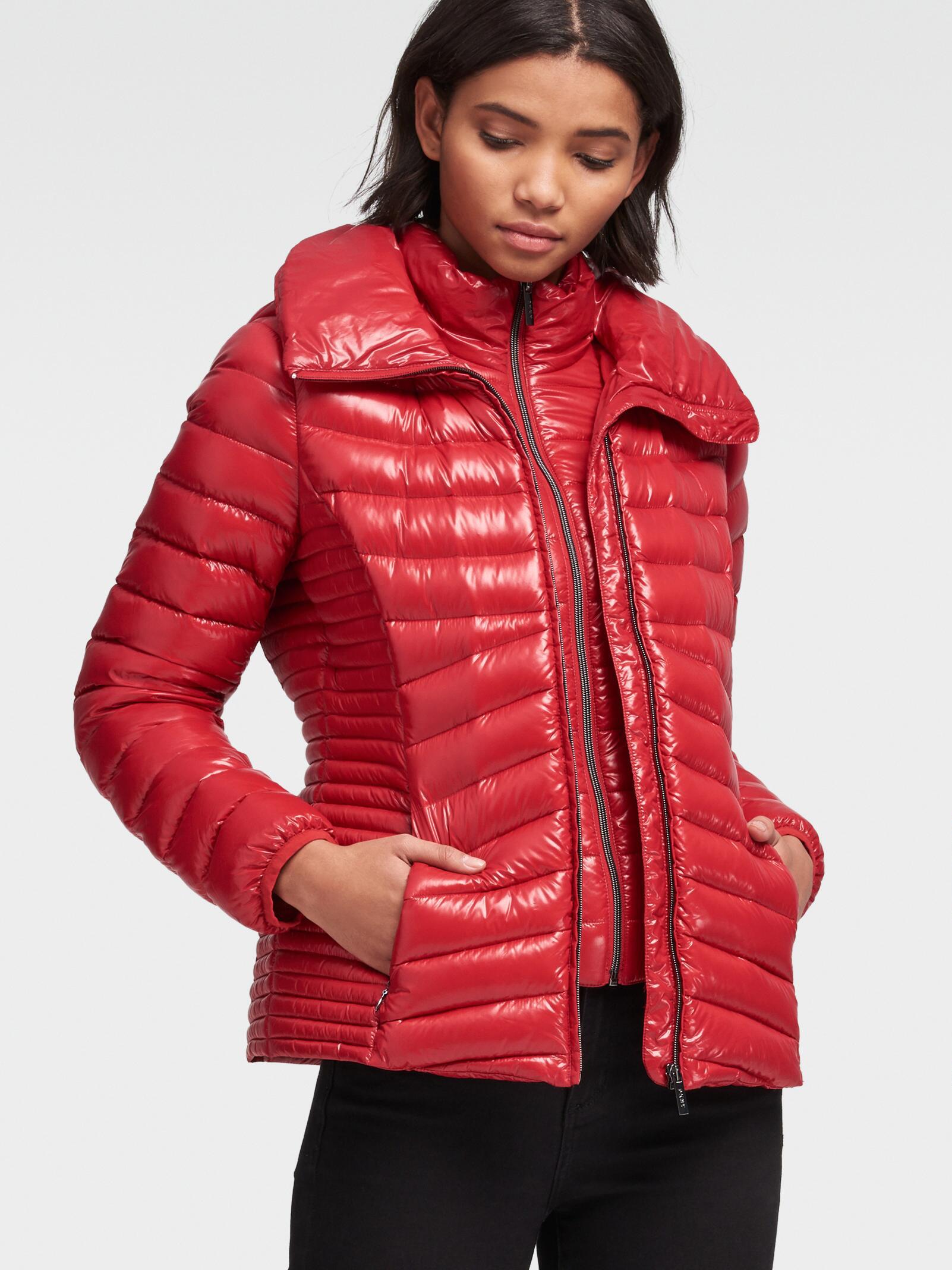 Dkny Packable Puffer Jacket With Hood
