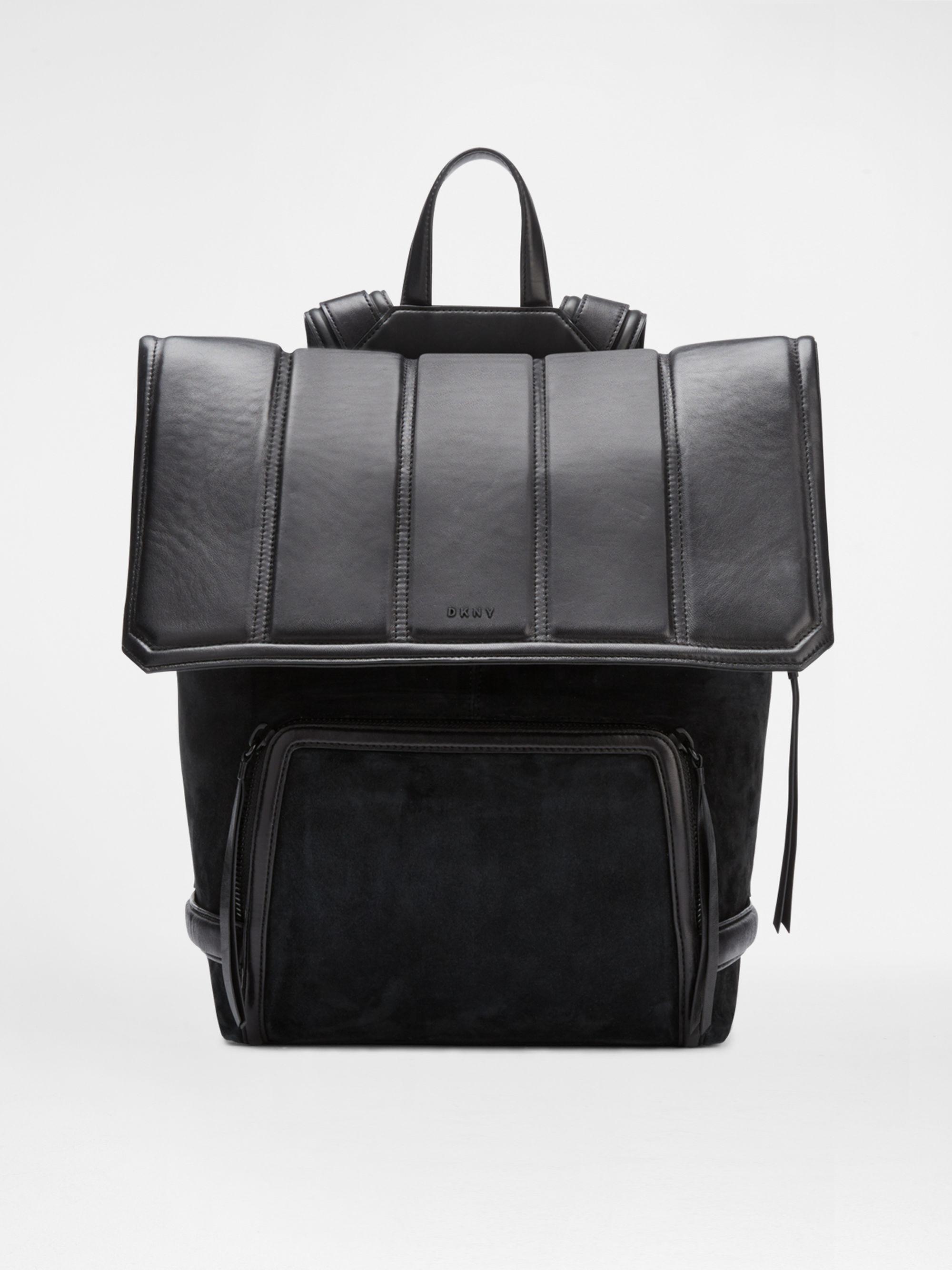 DKNY Suede Oversized Backpack in Black - Lyst