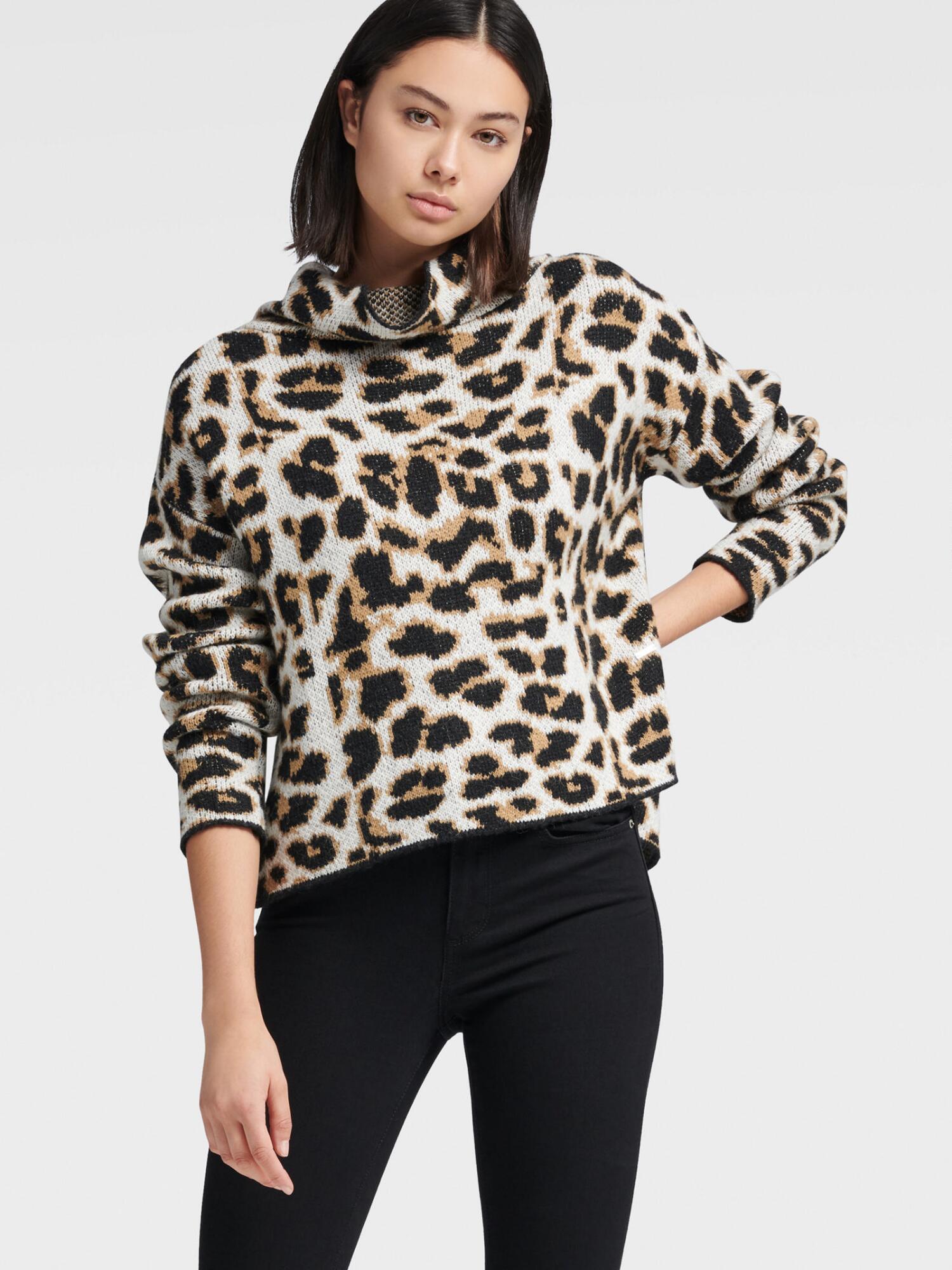 dkny leopard turtleneck