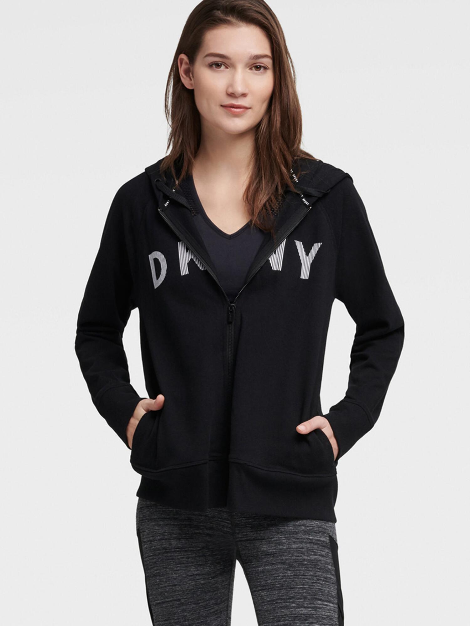 DKNY Cotton Logo Zip Hoodie in Black Save 4 Lyst