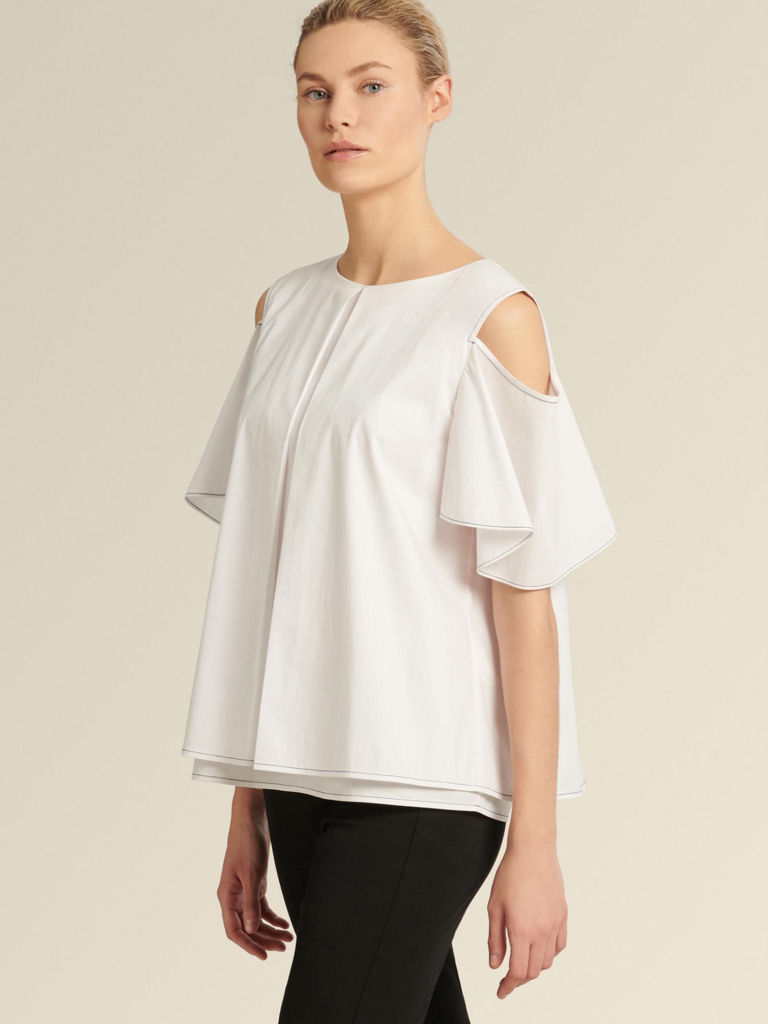 DKNY Cold Shoulder Top in White - Lyst