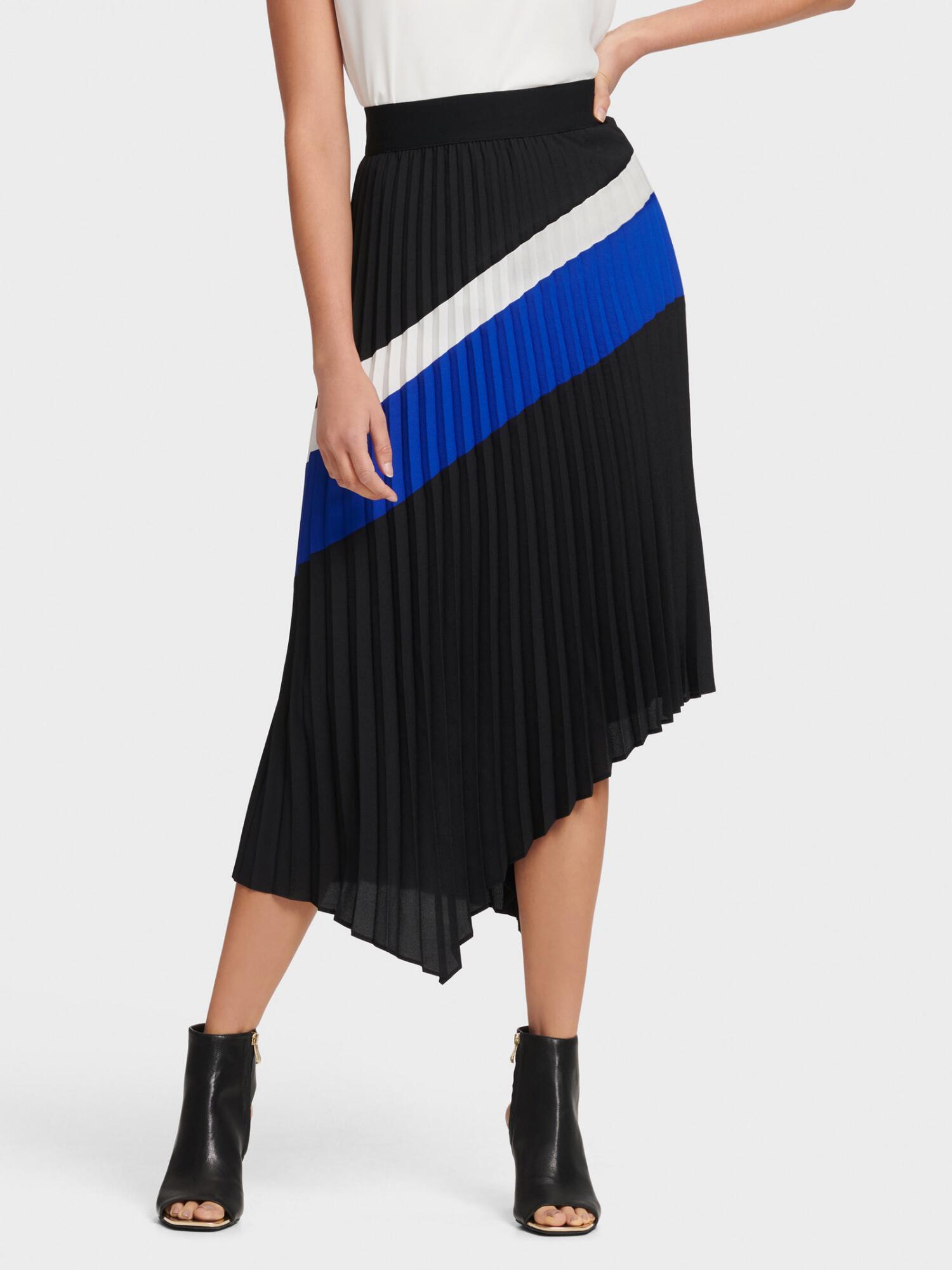DKNY Colorblock Pleated Asymmetrical Skirt - Lyst