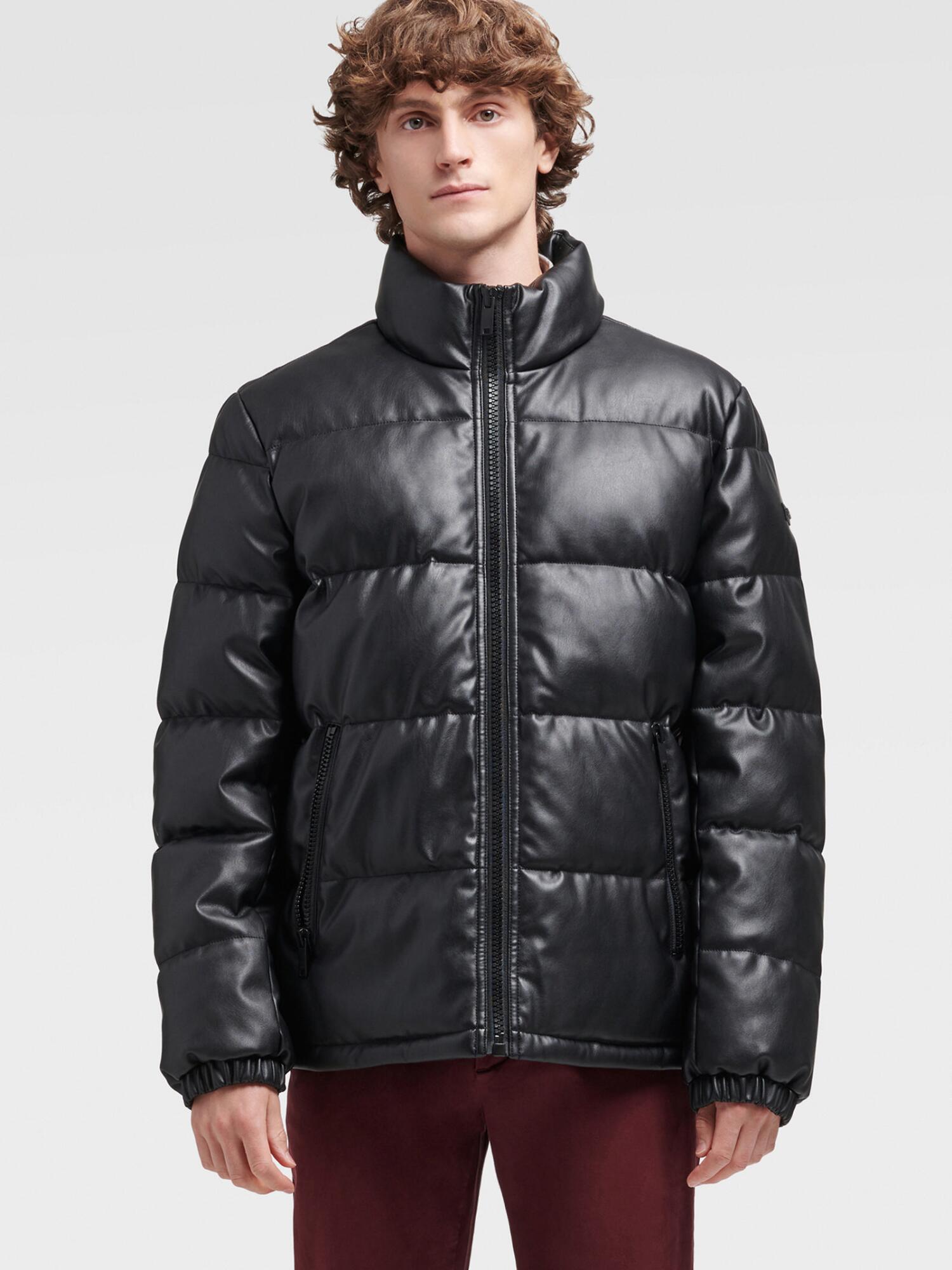 dkny faux leather puffer