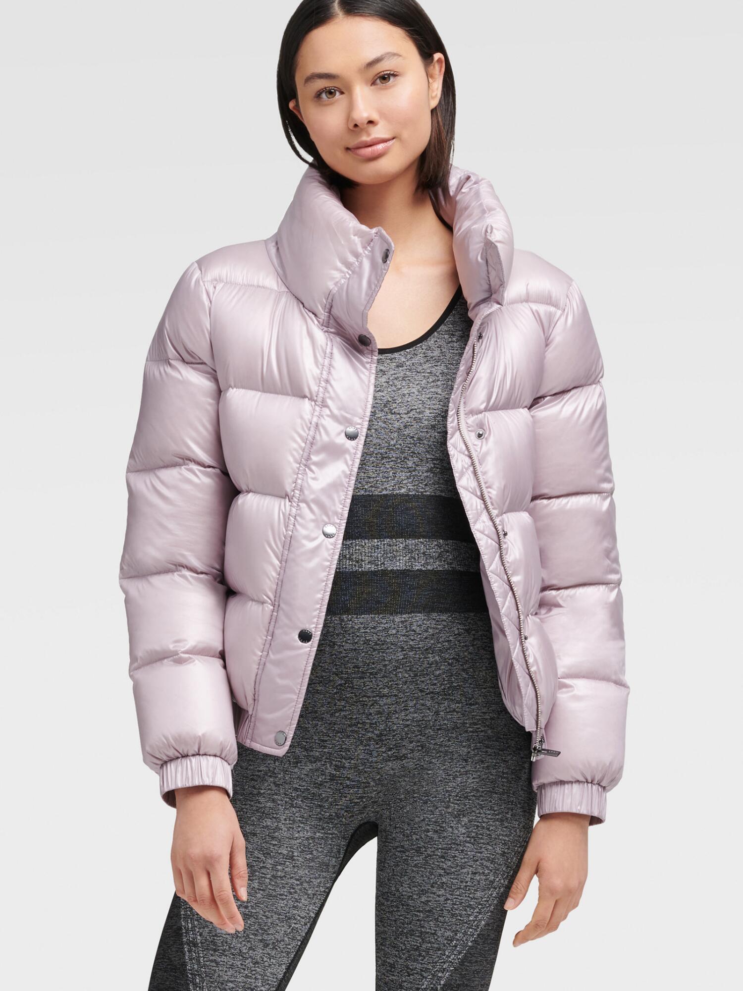 DKNY Stand Collar Puffer Jacket - Lyst