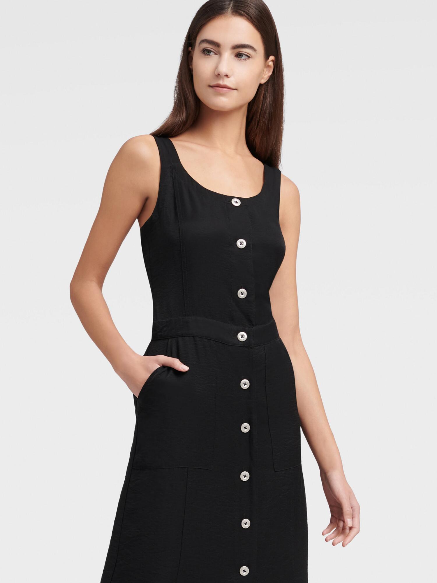 womens pinafore dress black