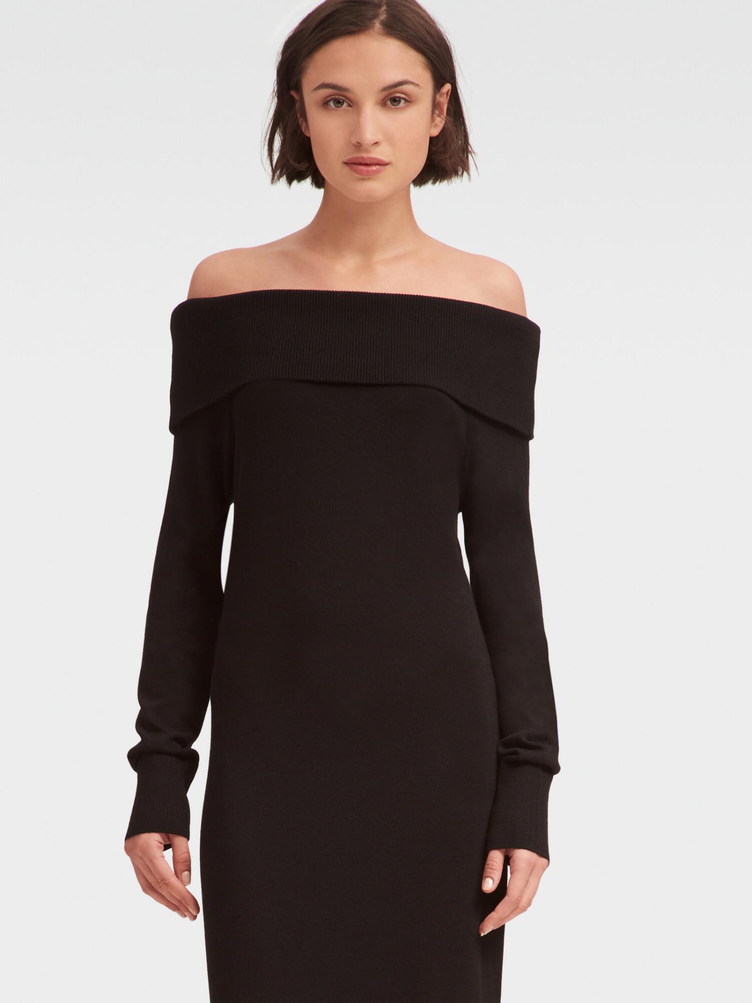 off the shoulder sweater dress black