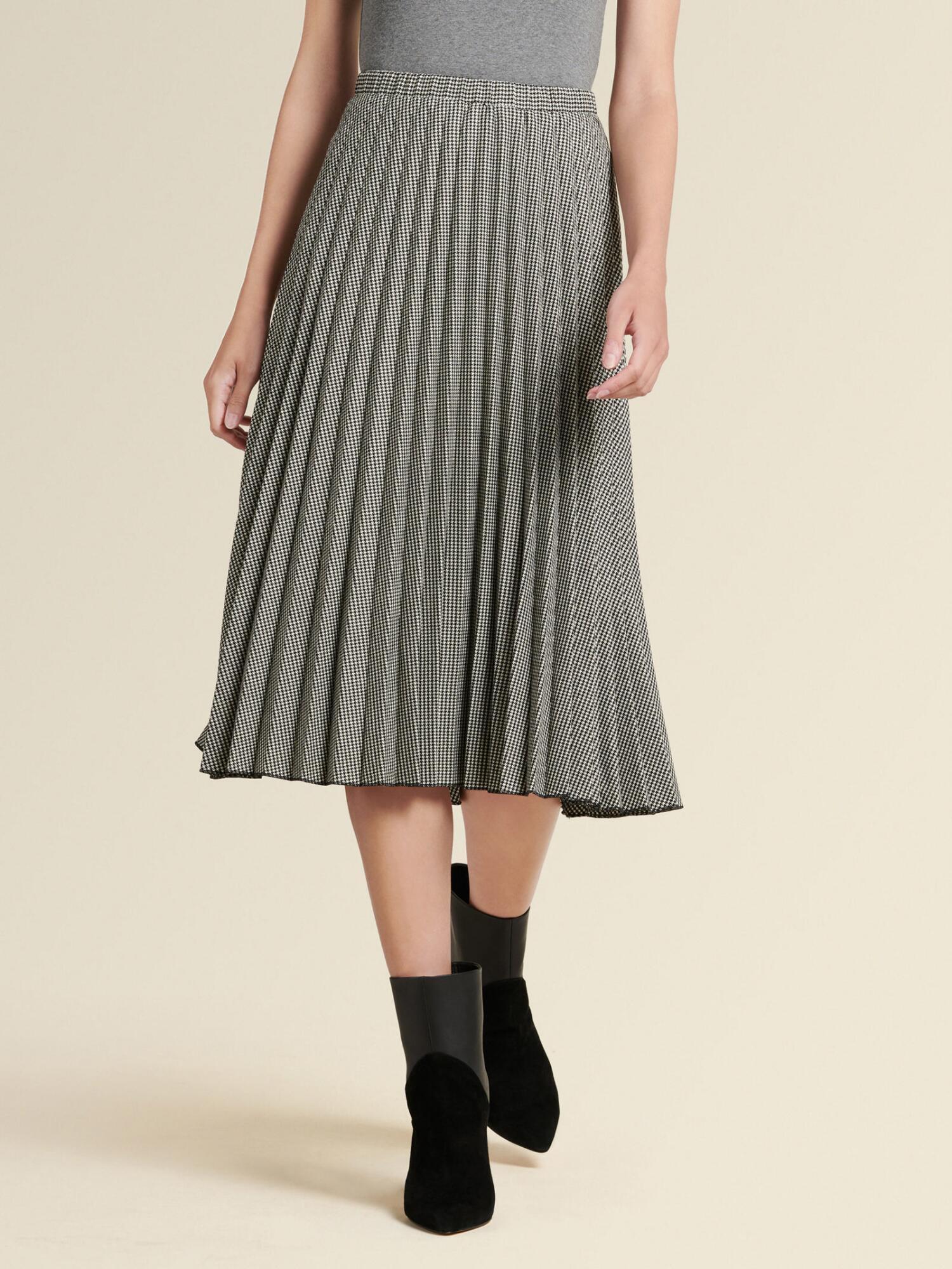 DKNY Pleated Herringbone Skirt in Black/White (Black) Lyst