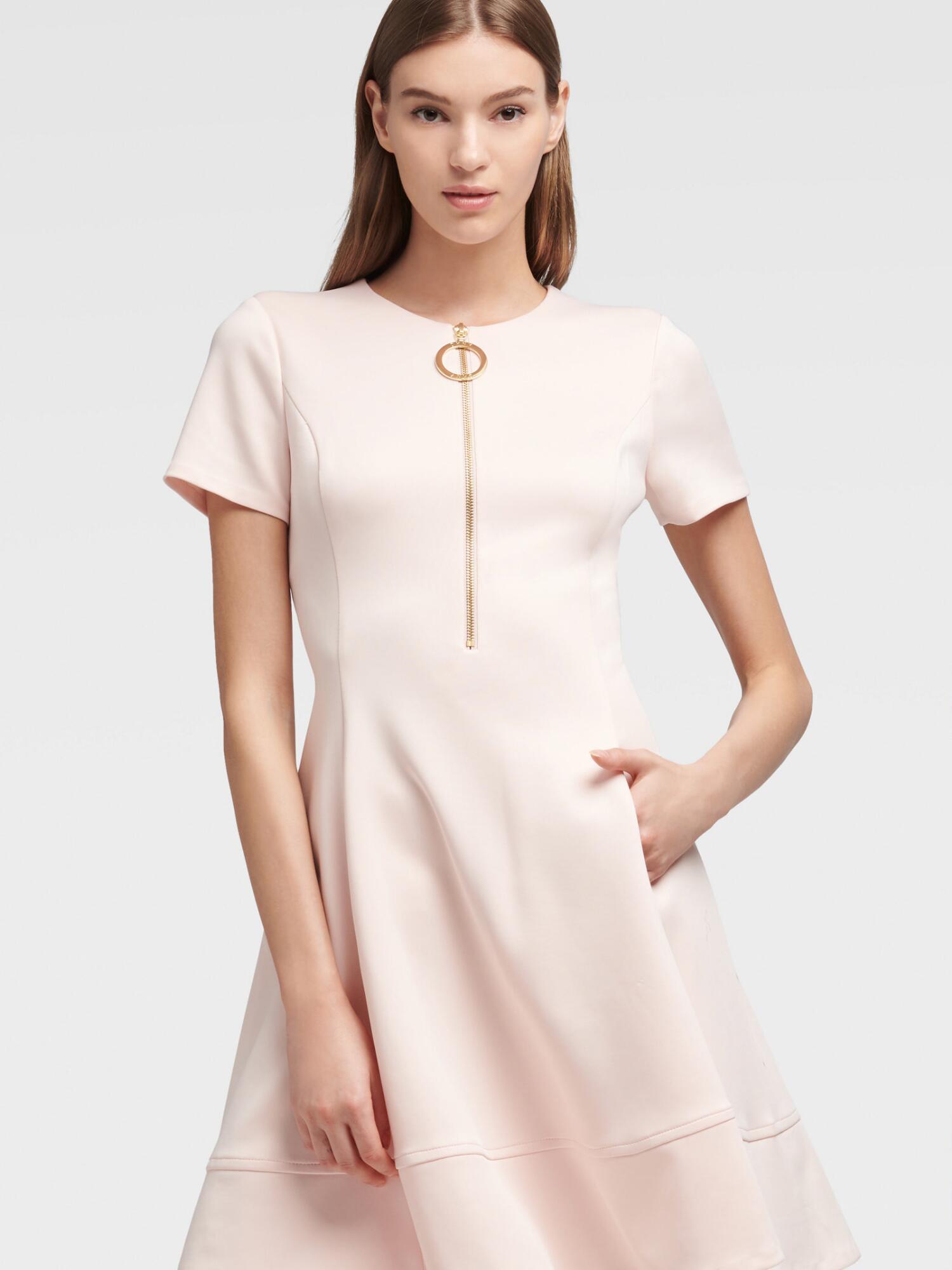 DKNY Halfzip Fitandflare Dress in Blush (Pink) Lyst