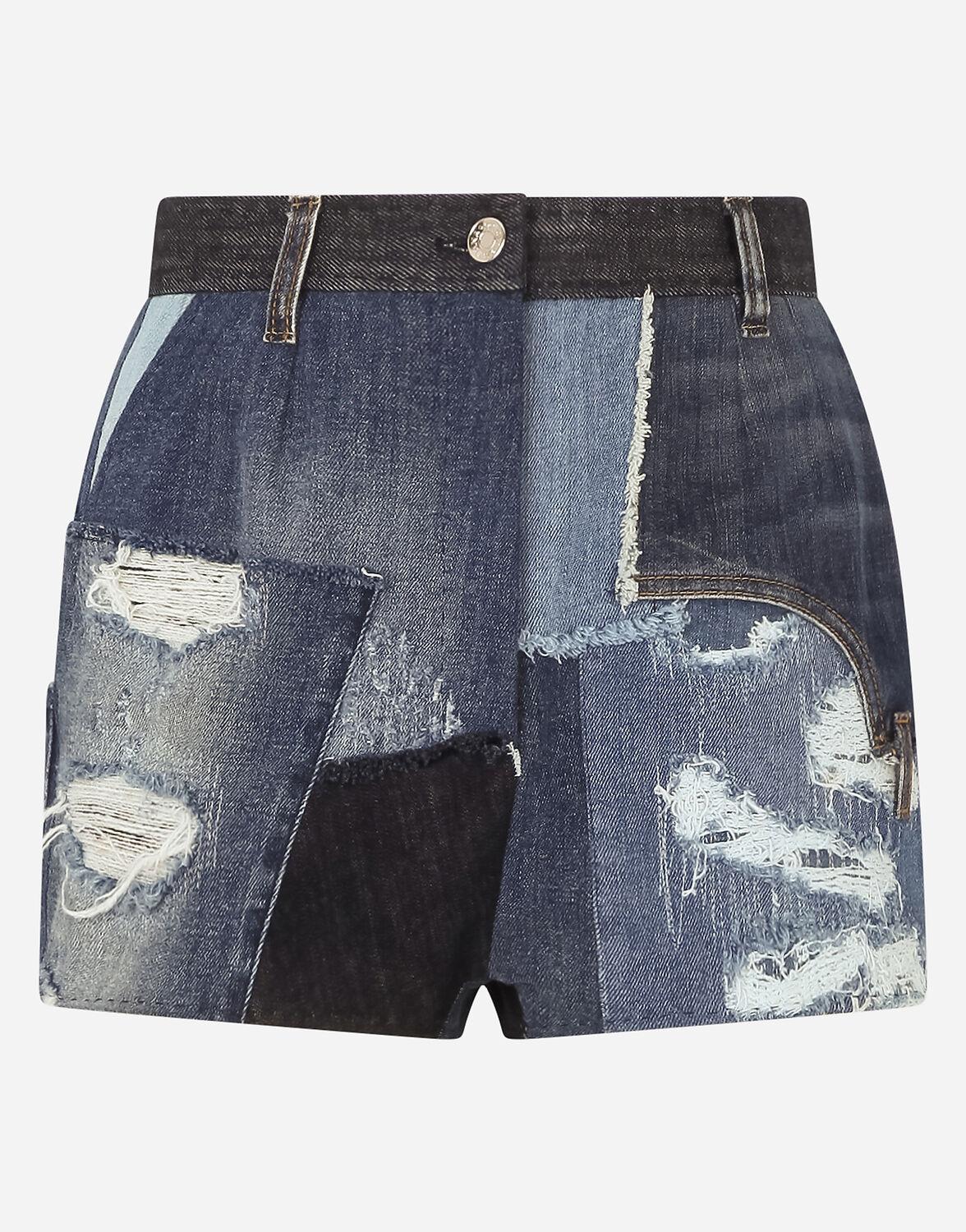 Dolce & Gabbana Patchwork Denim Shorts in Blue - Lyst
