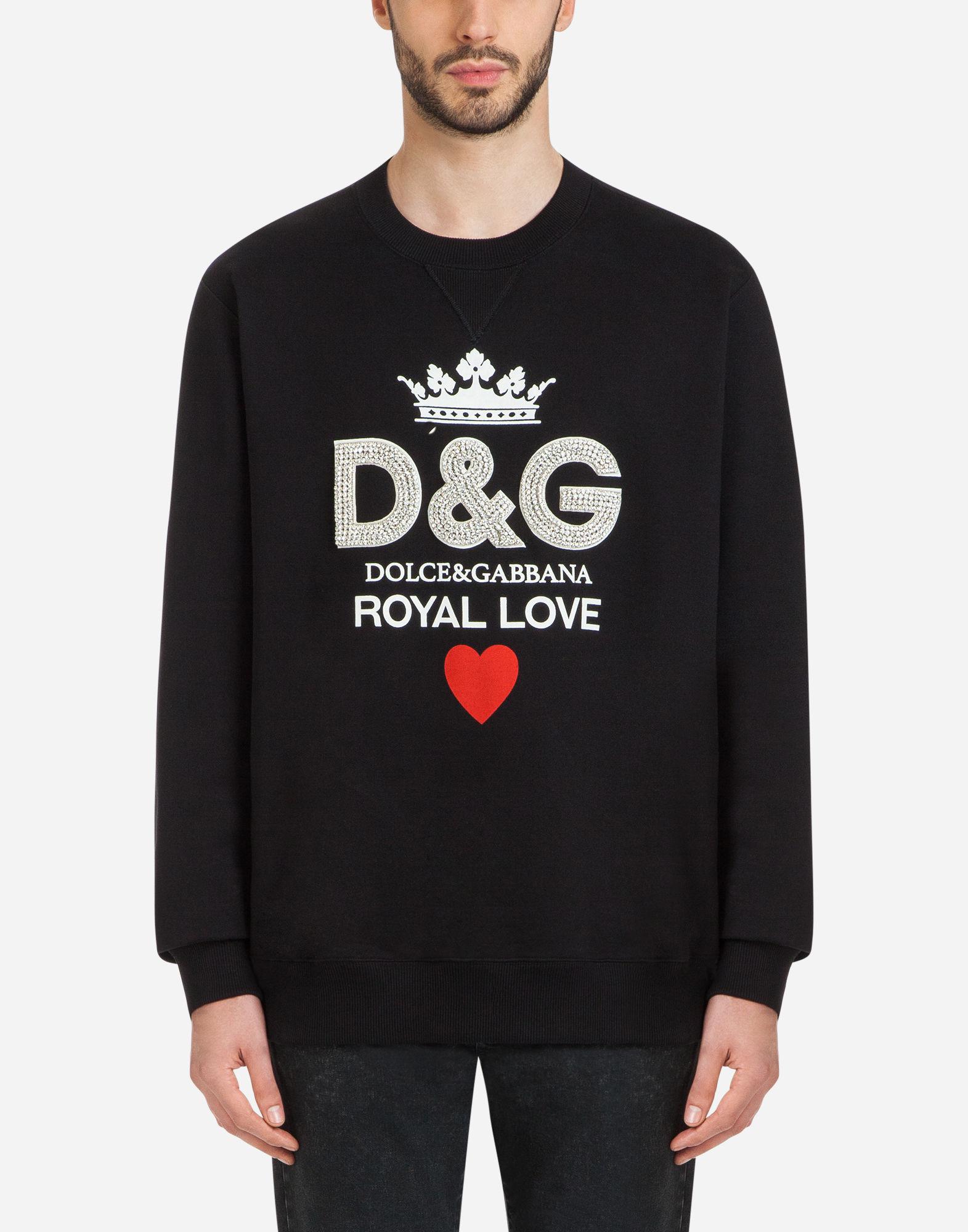 Felpa In Cotone Con Stampa D\u0026G E CristalliDolce \u0026 Gabbana in Cotone da Uomo  colore Nero | Lyst
