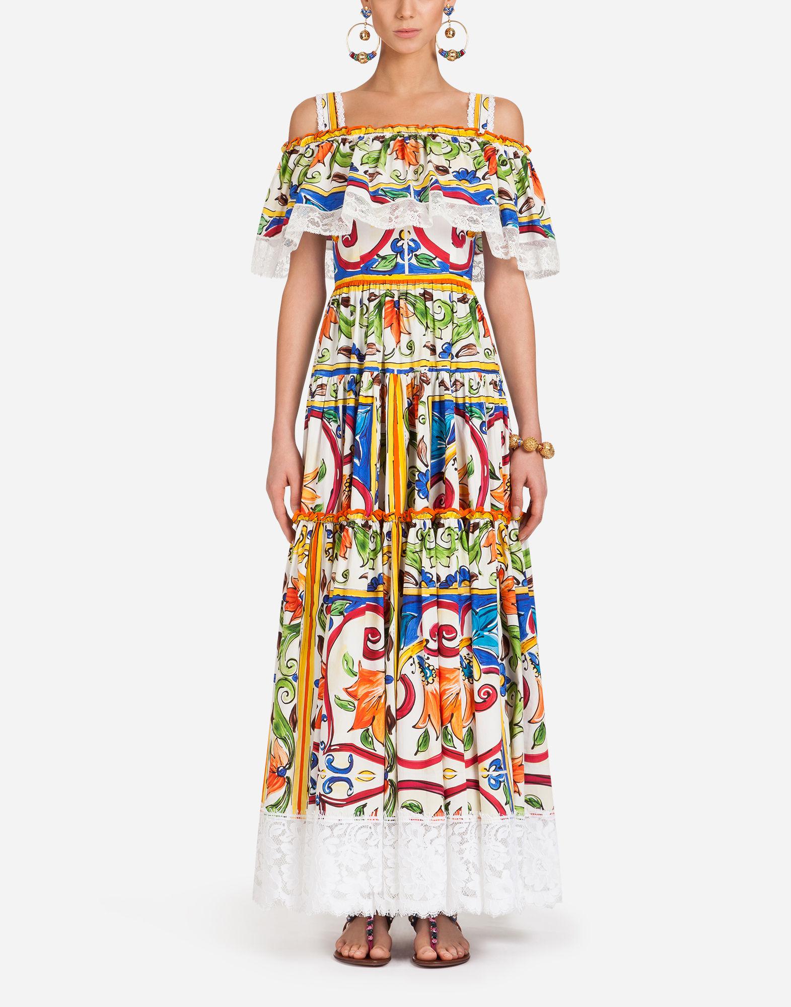 Dolce & Gabbana Majolica-print Midi Dress In Multicolour