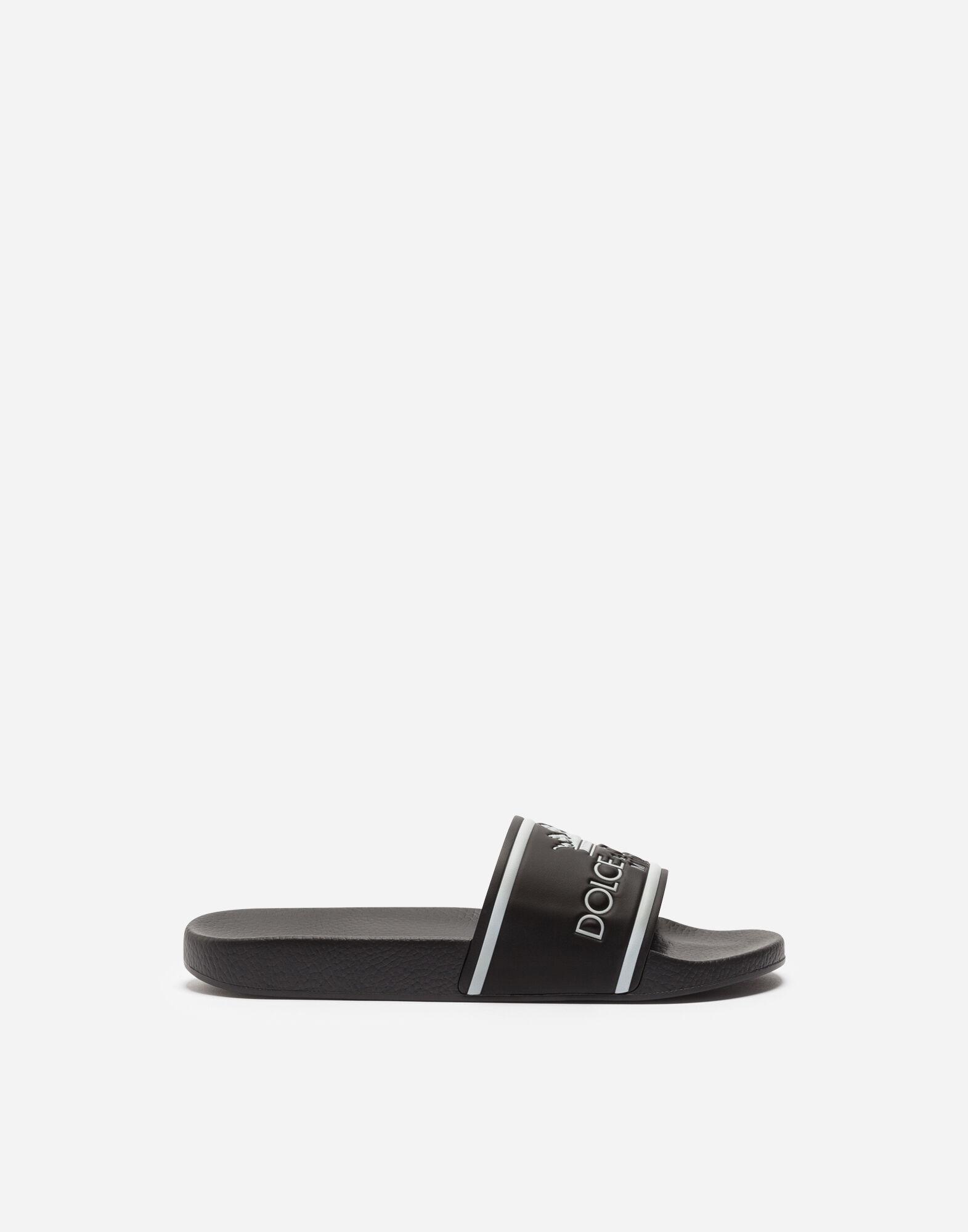 printed calfskin and rubber sliders