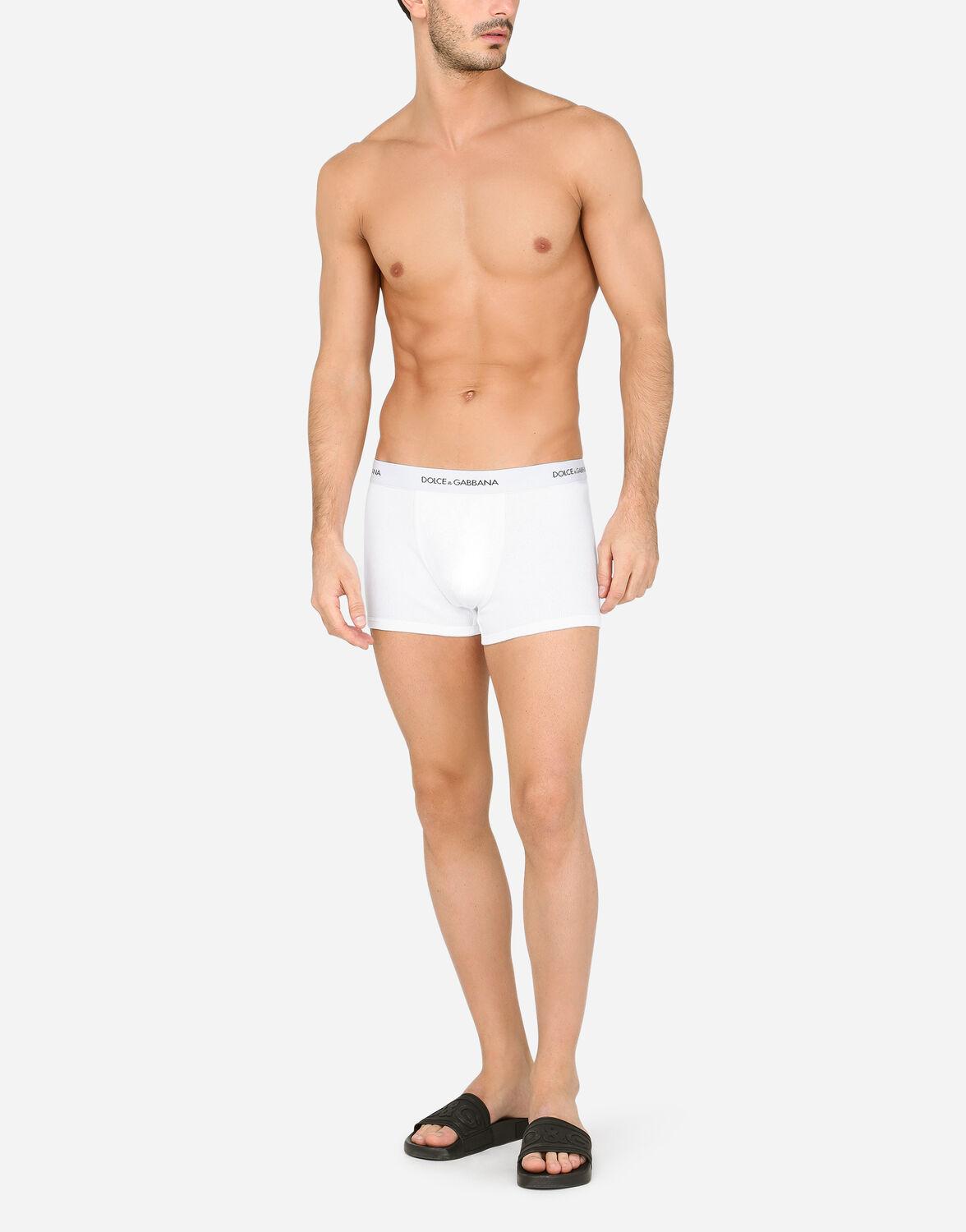 Dolce \u0026 Gabbana Ribbed Cotton Boxers in Weiß für Herren - Lyst