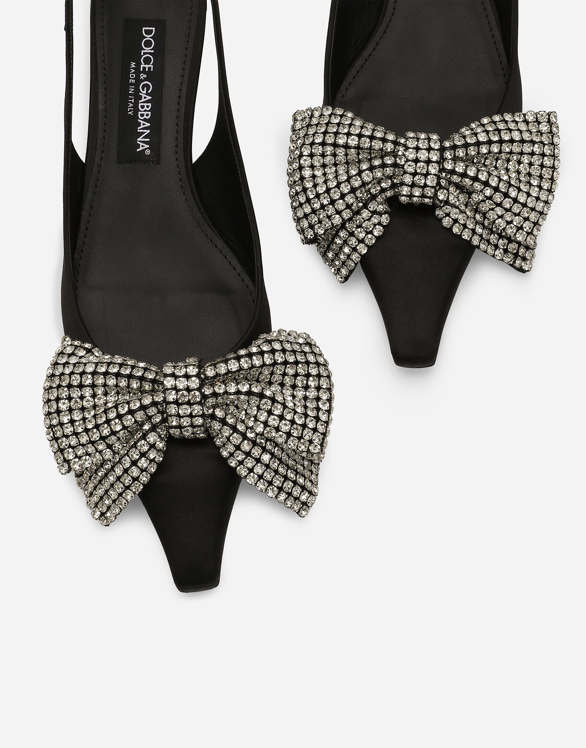 パンプス DOLCE & GABBANA SATIN SLING-BACK WITH RHINESTONE EMBROIDERY Dolce & Gabbana KIM DOLCE&GABBANA Embellished Satin