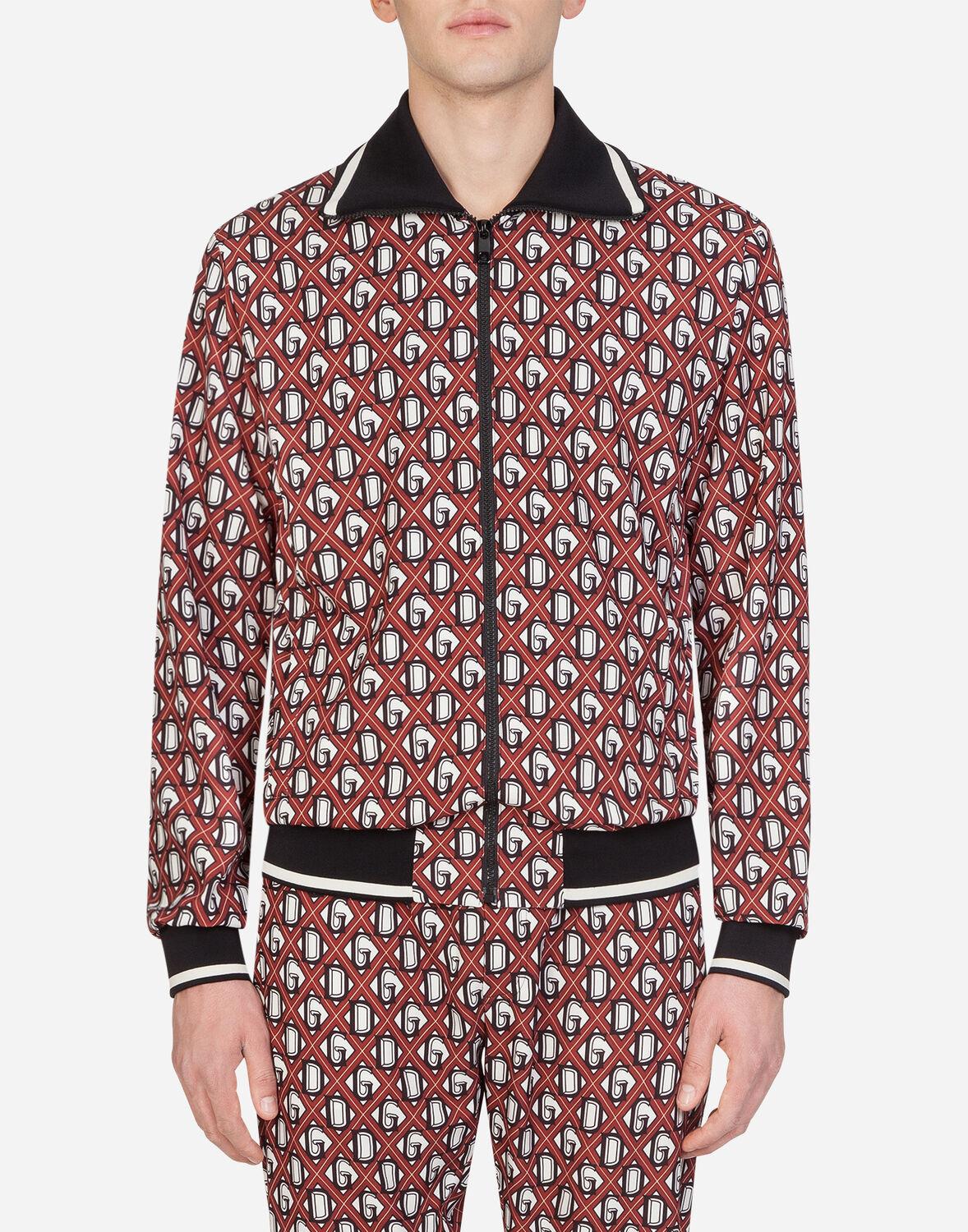 Dolce & Gabbana Synthetic Zipup Hoodie In Crêpe With Dg Print in Red
