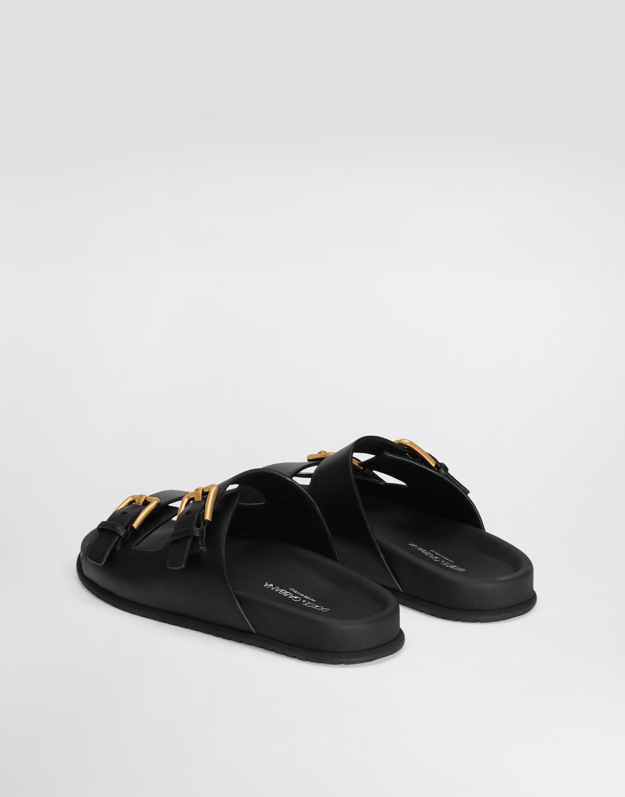 Dolce & Gabbana カーフスキン スライドサンダル ブラック | Lyst