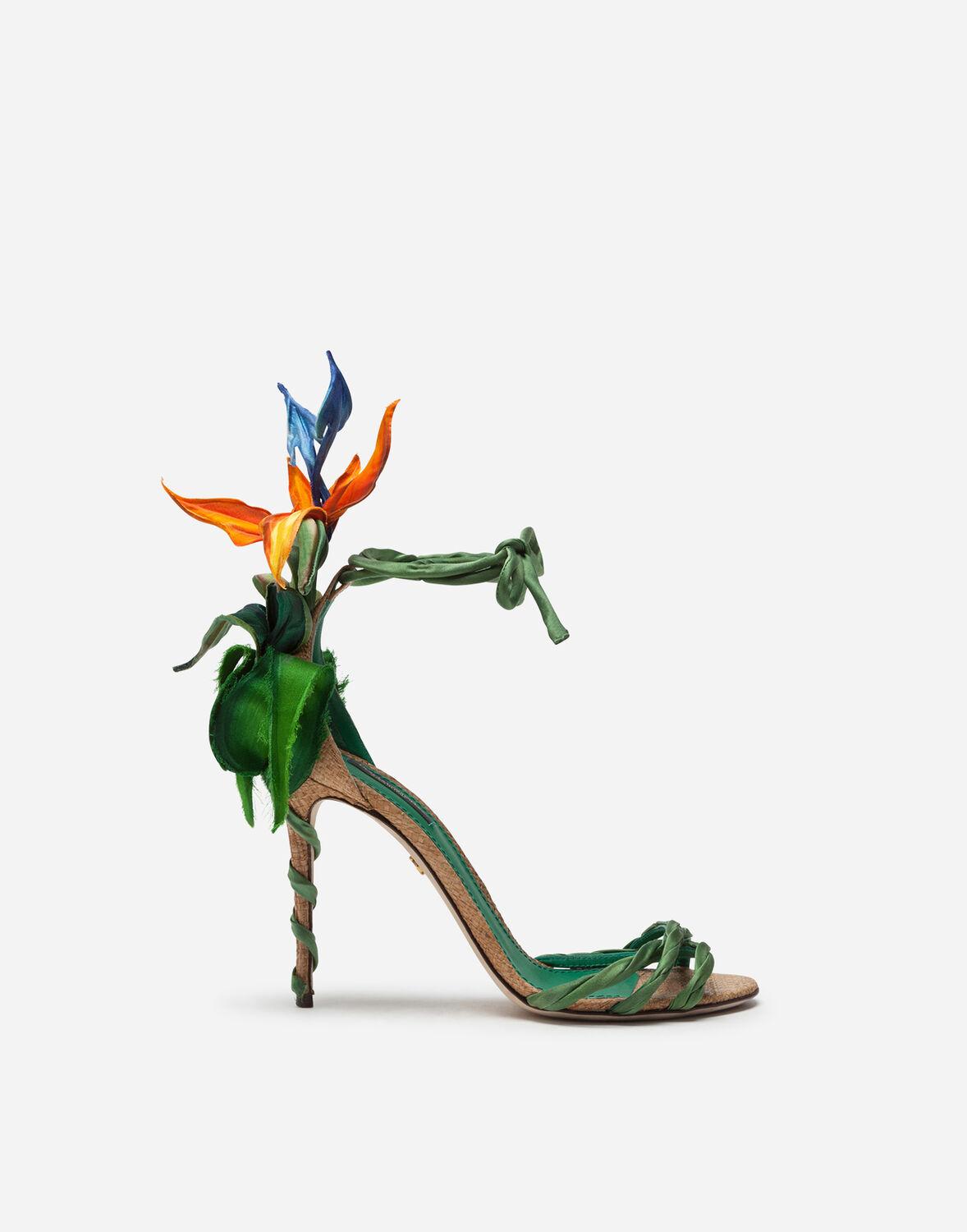 Dolce & Gabbana Satin Sandals With Bird Of Paradise Embroidery in Green |  Lyst