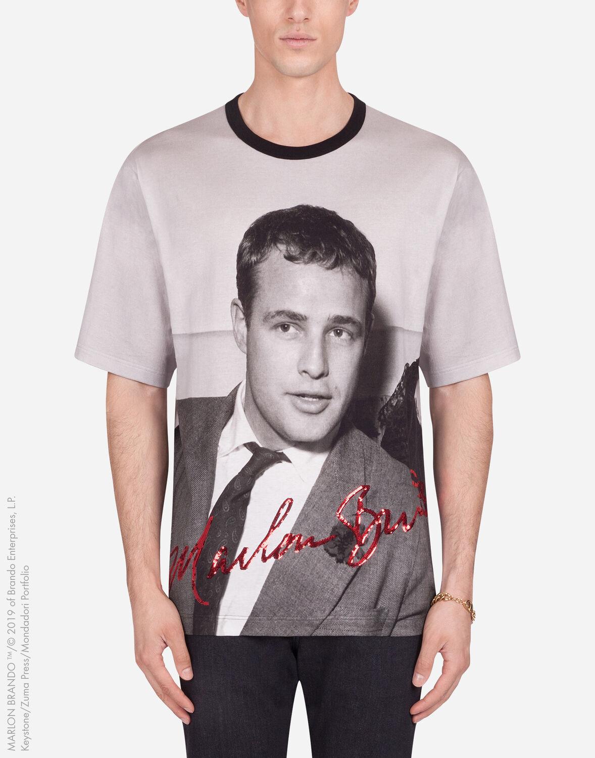 Dolce & Gabbana Cotton T-shirt With Marlon Brando Print in Grey (Gray ...