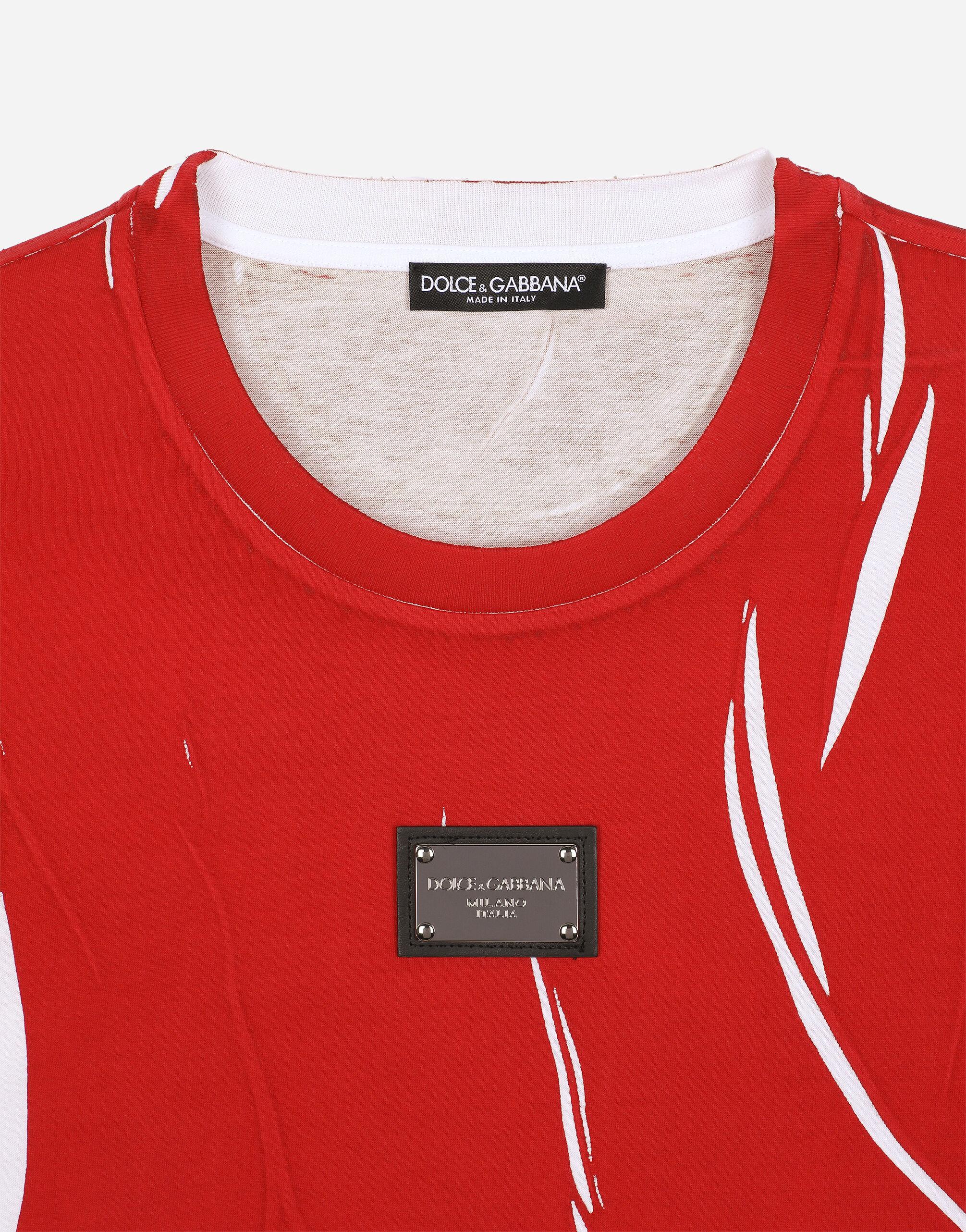 & Gabbana Overdyed T-shirt With Branded Tag in Red for Men | Lyst