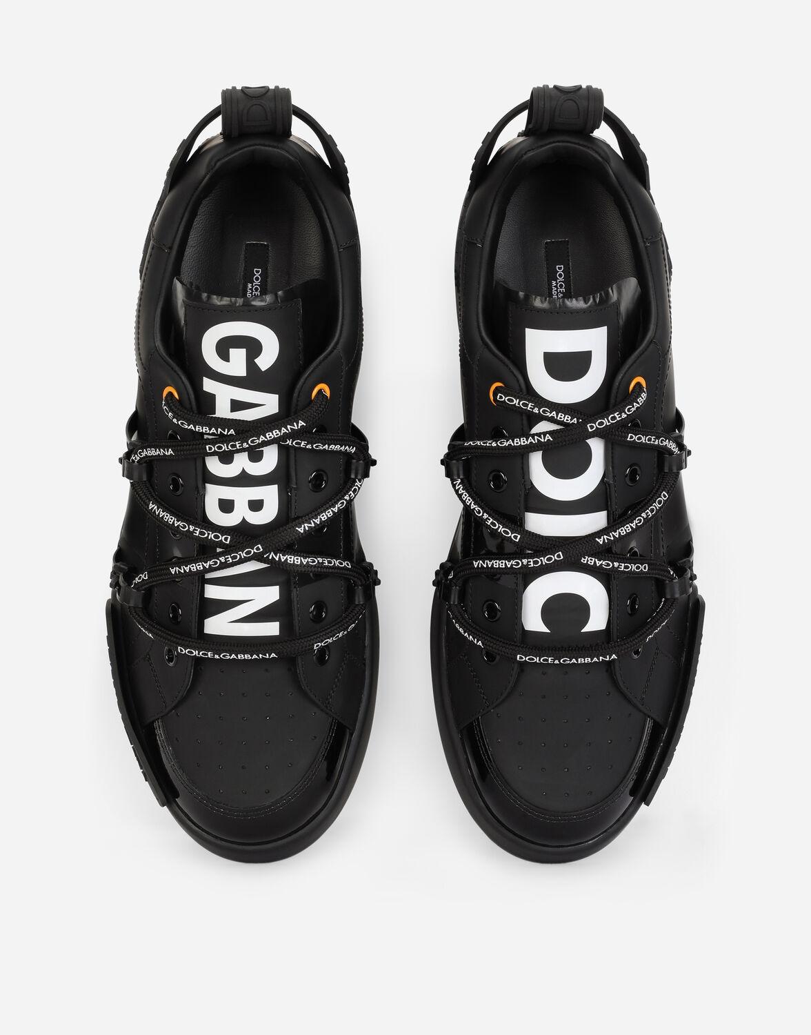 Dolce & Gabbana Portofino Sneakers In Calfskin And Patent Leather 