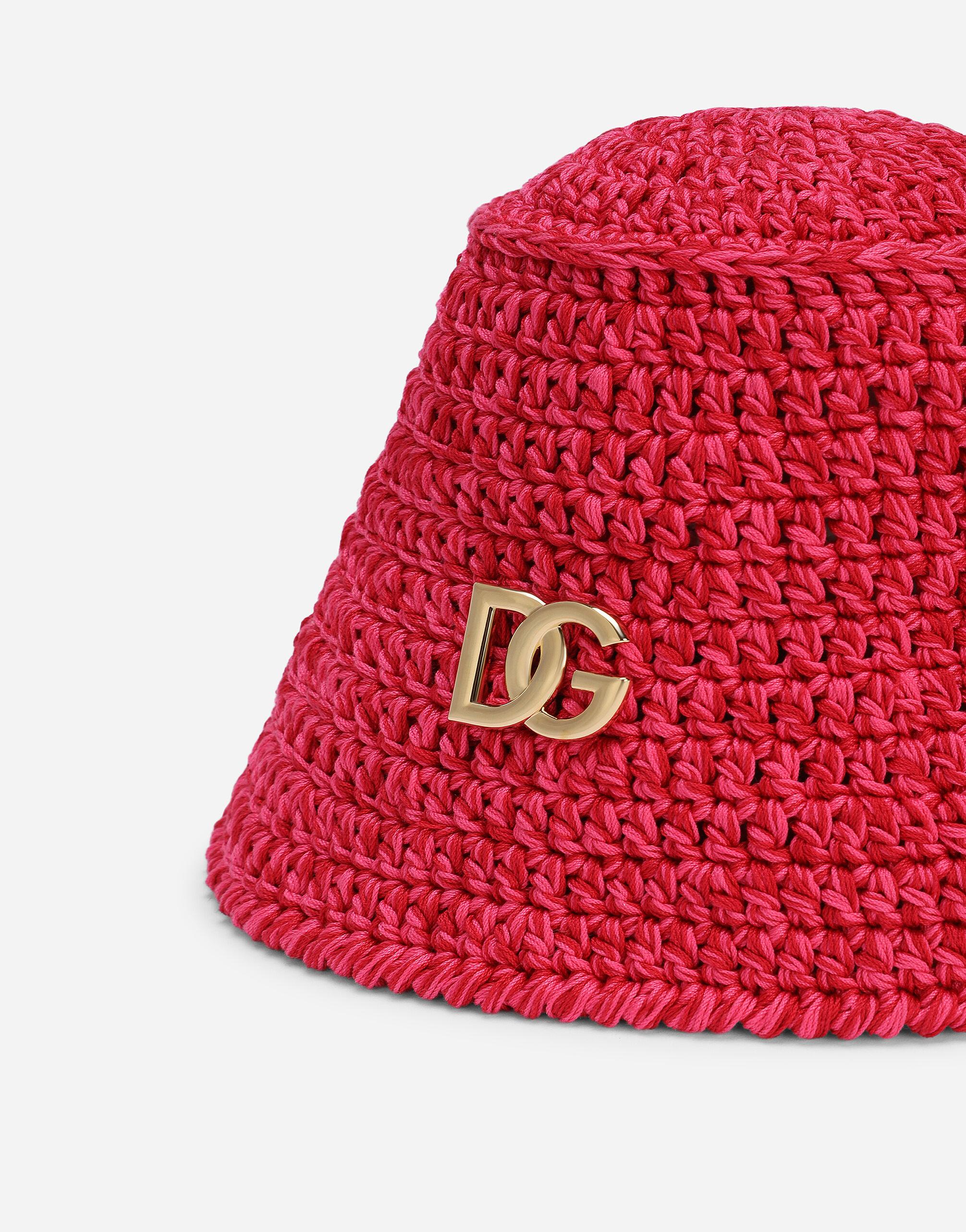 Dolce & Gabbana Crochet Bucket Hat in Pink Red Womens Hats Dolce & Gabbana Hats 